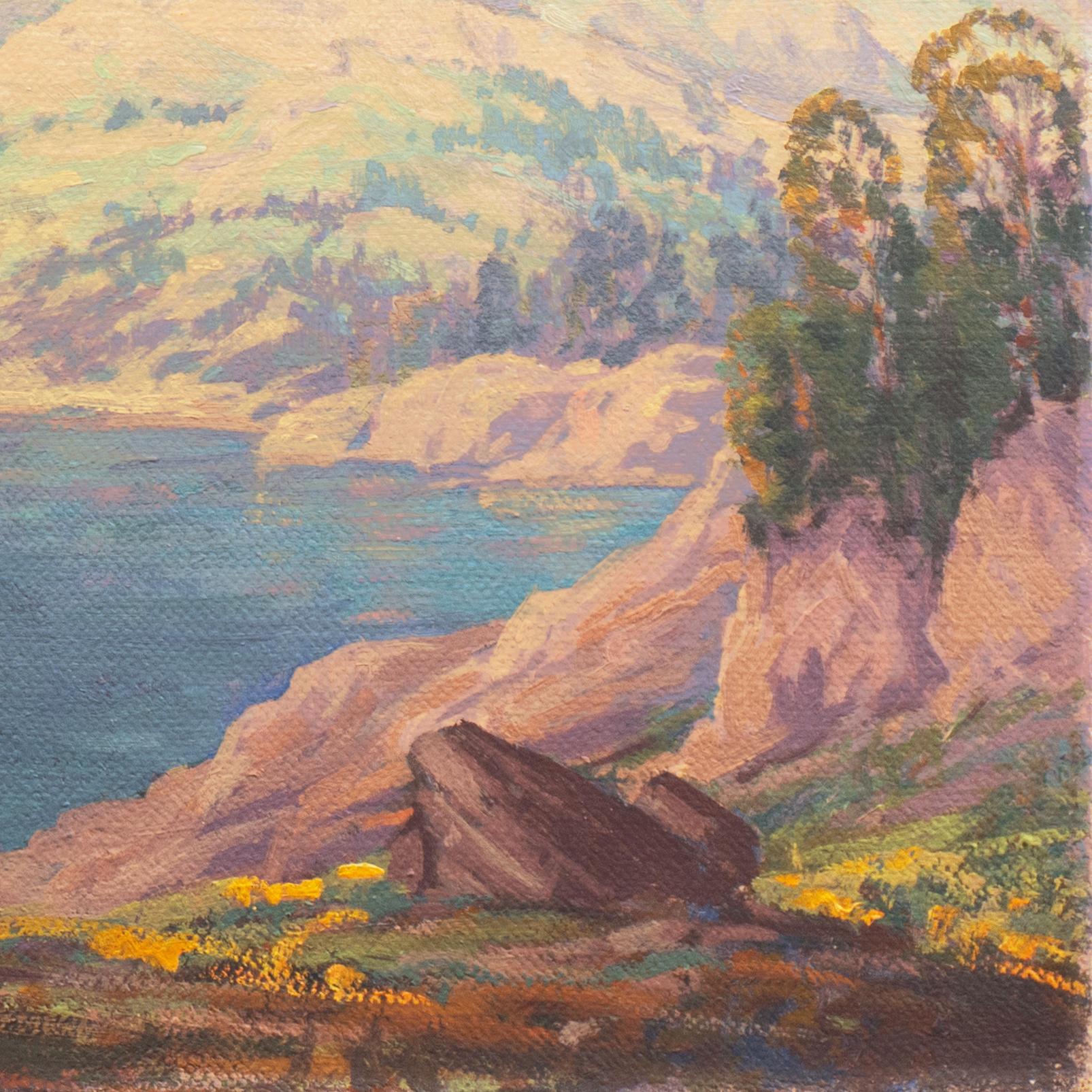 'High Sierras, California', Plein Air Impressionist Lake Oil, AIC, San Francisco 1