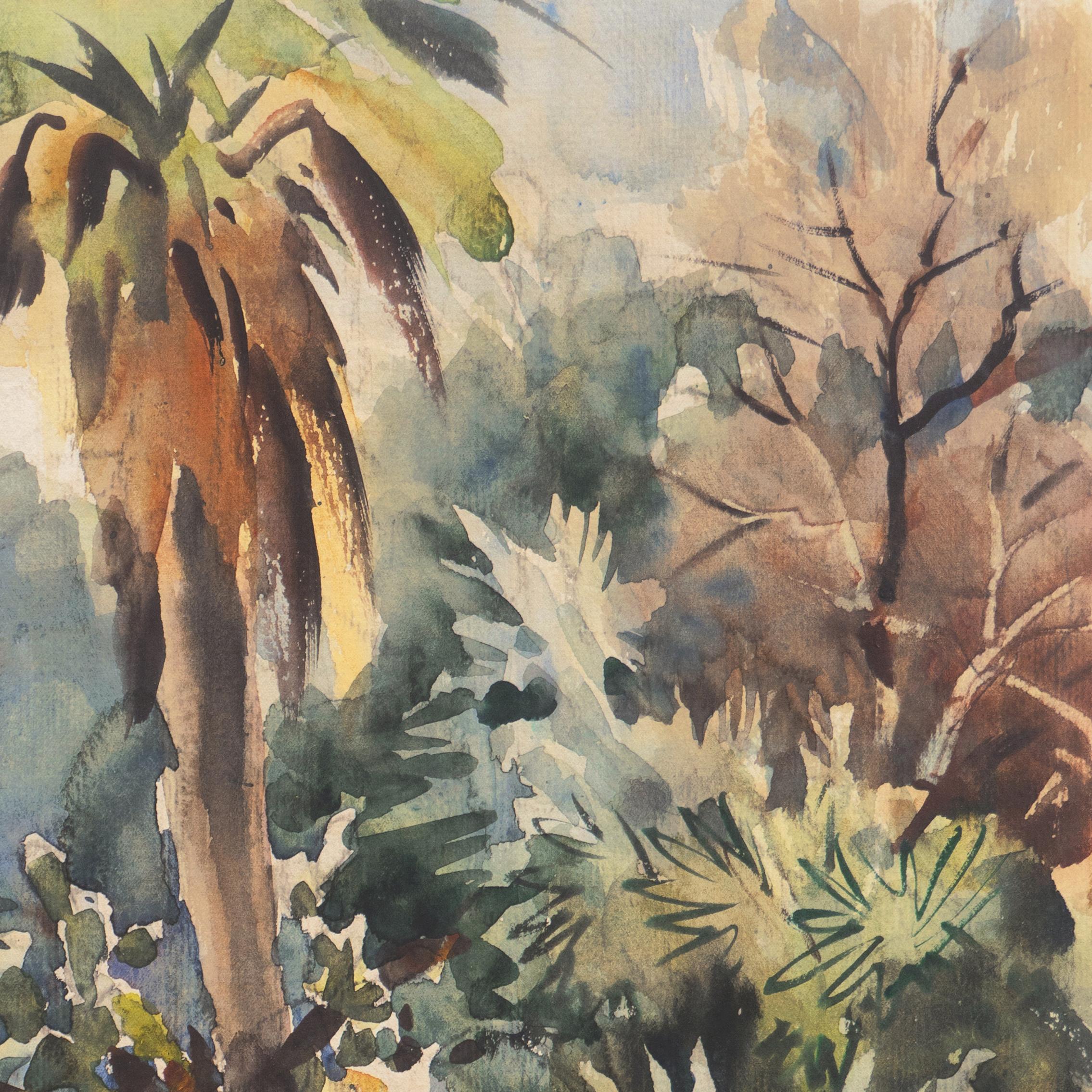 'Impressionist Landscape with Agave', Sequoia Art Group, California Plein Air - Brown Landscape Art by Ralph Ledesma
