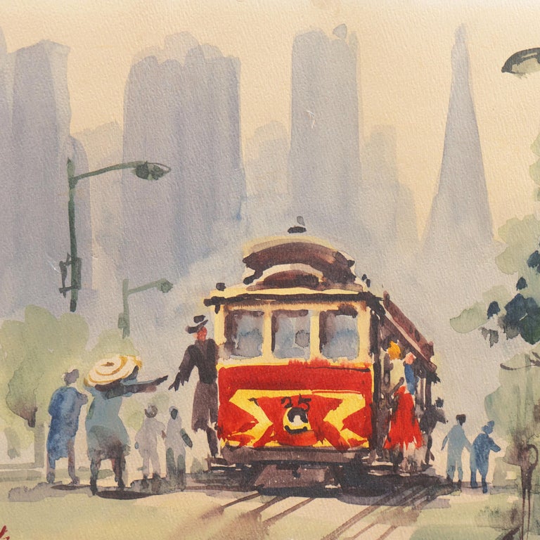 'San Francisco Cable Car, Transamerica Pyramid', Taipei, Taiwan, Tokyo Museum - Impressionist Art by Sun Ying