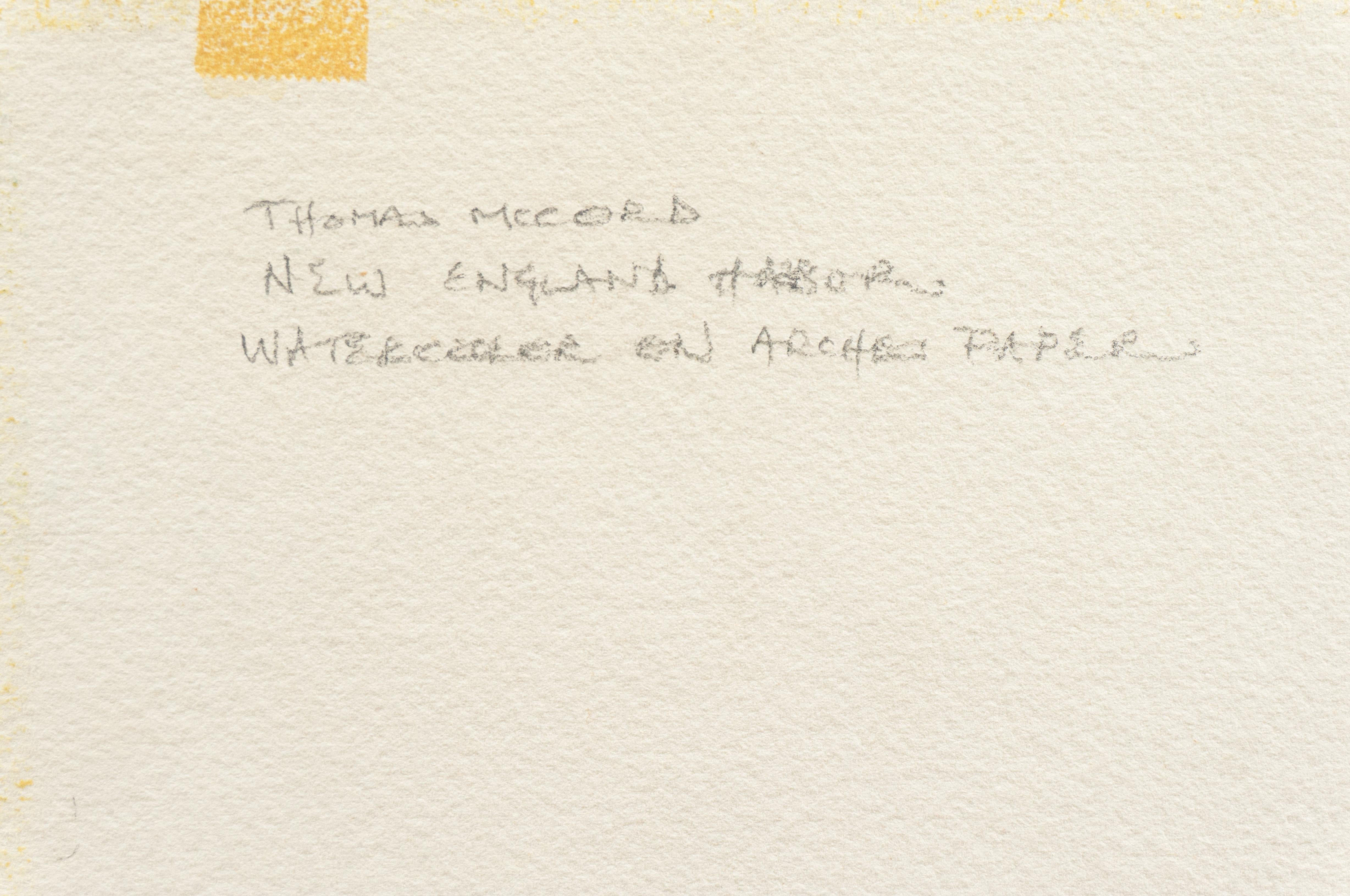 Signed lower right, 'Tom McCobb' for Thomas McCobb (American, 1930-2020); additionally inscribed verso with artist's name, title and medium. 

Tom McCobb began focusing on his watercolor painting in the early 1980s in Connecticut and continued to