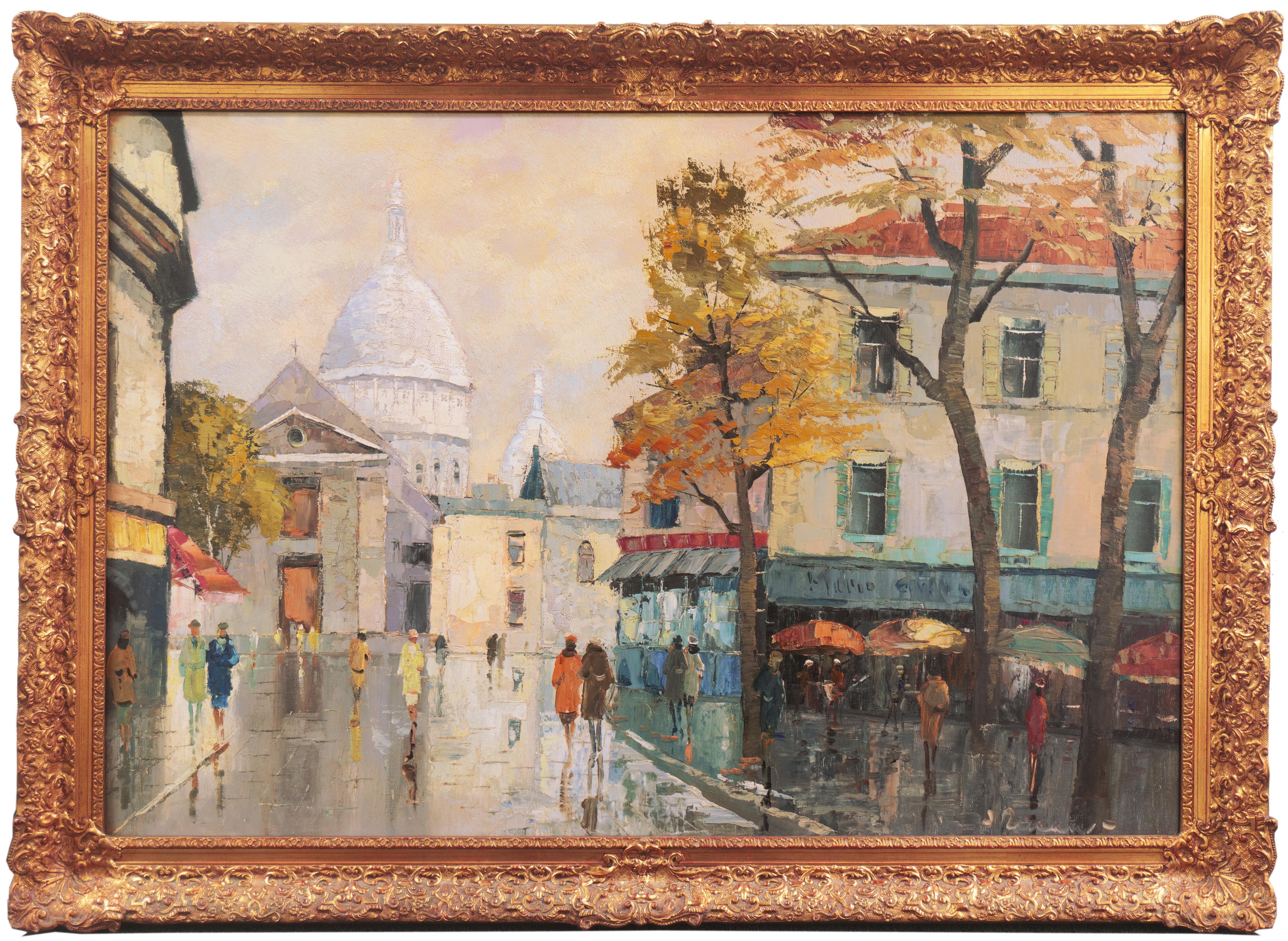 'Montmartre in the Rain with a View of Sacré-Cœur', School of Paris, Large oil