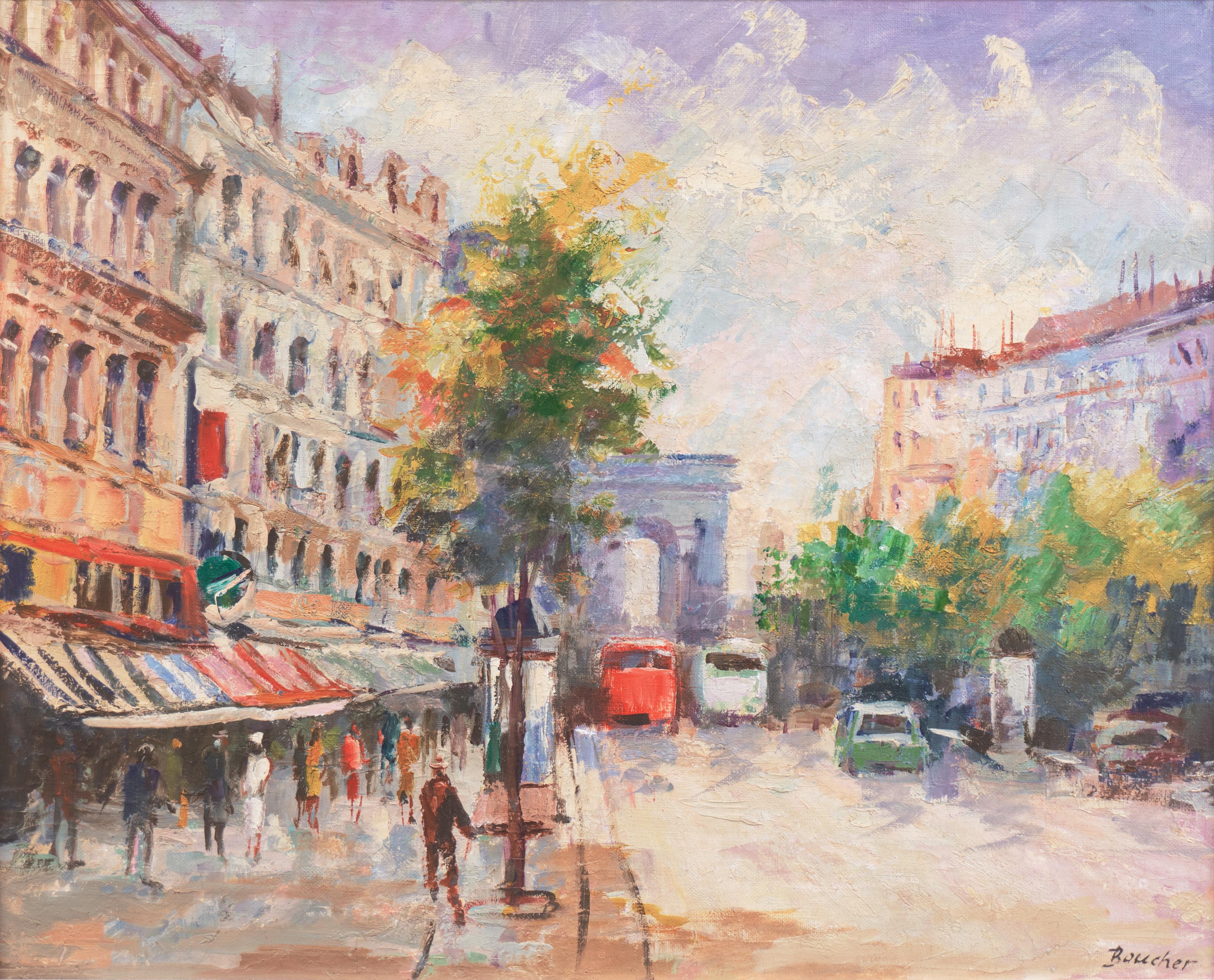 Landscape Painting Boucher - « L'Arc de Triomphe des Champs-lyses », Paris, France, post-impressionniste