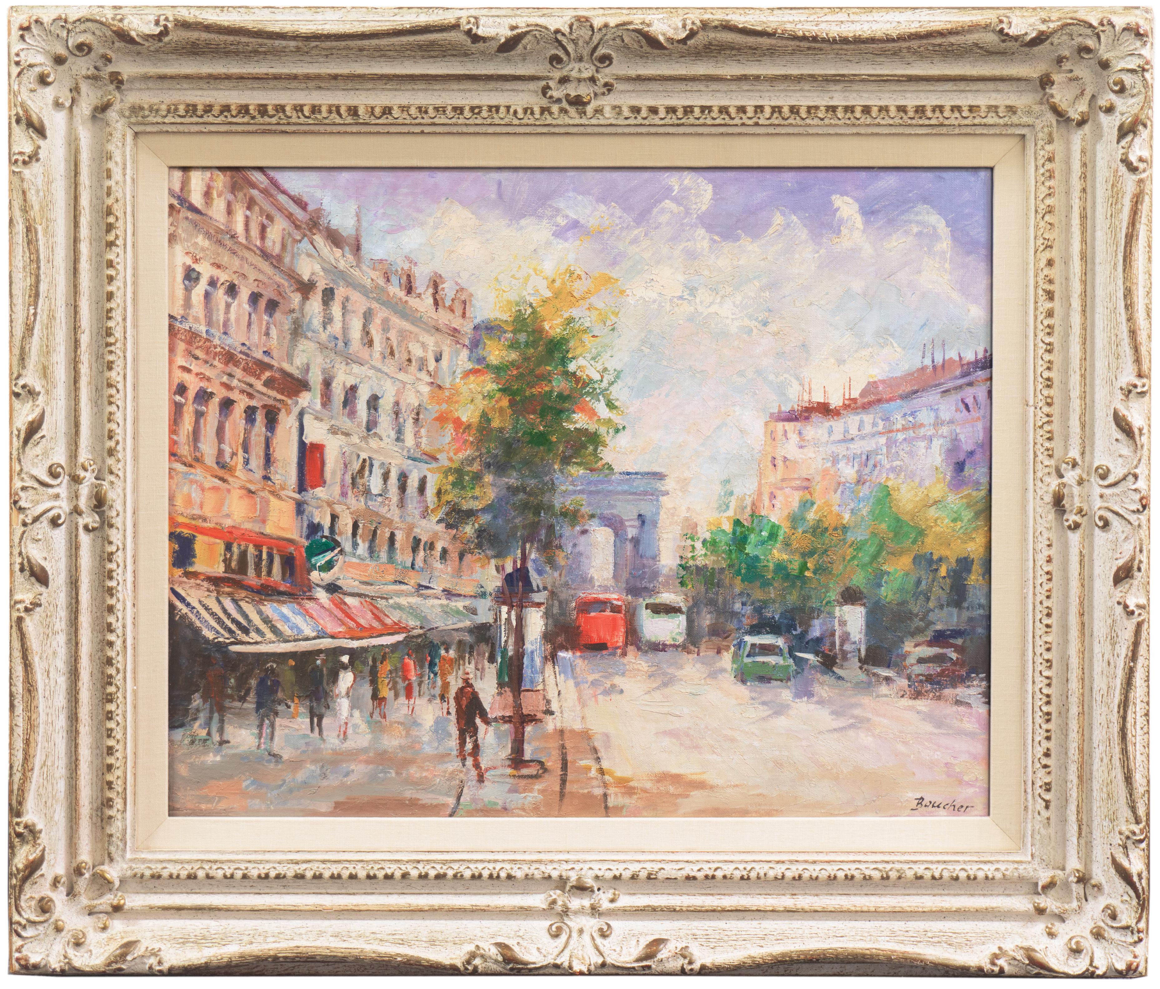 'The Arc de Triomphe from the Champs-Élysées', Paris, France, Post-Impressionist - Painting by Boucher