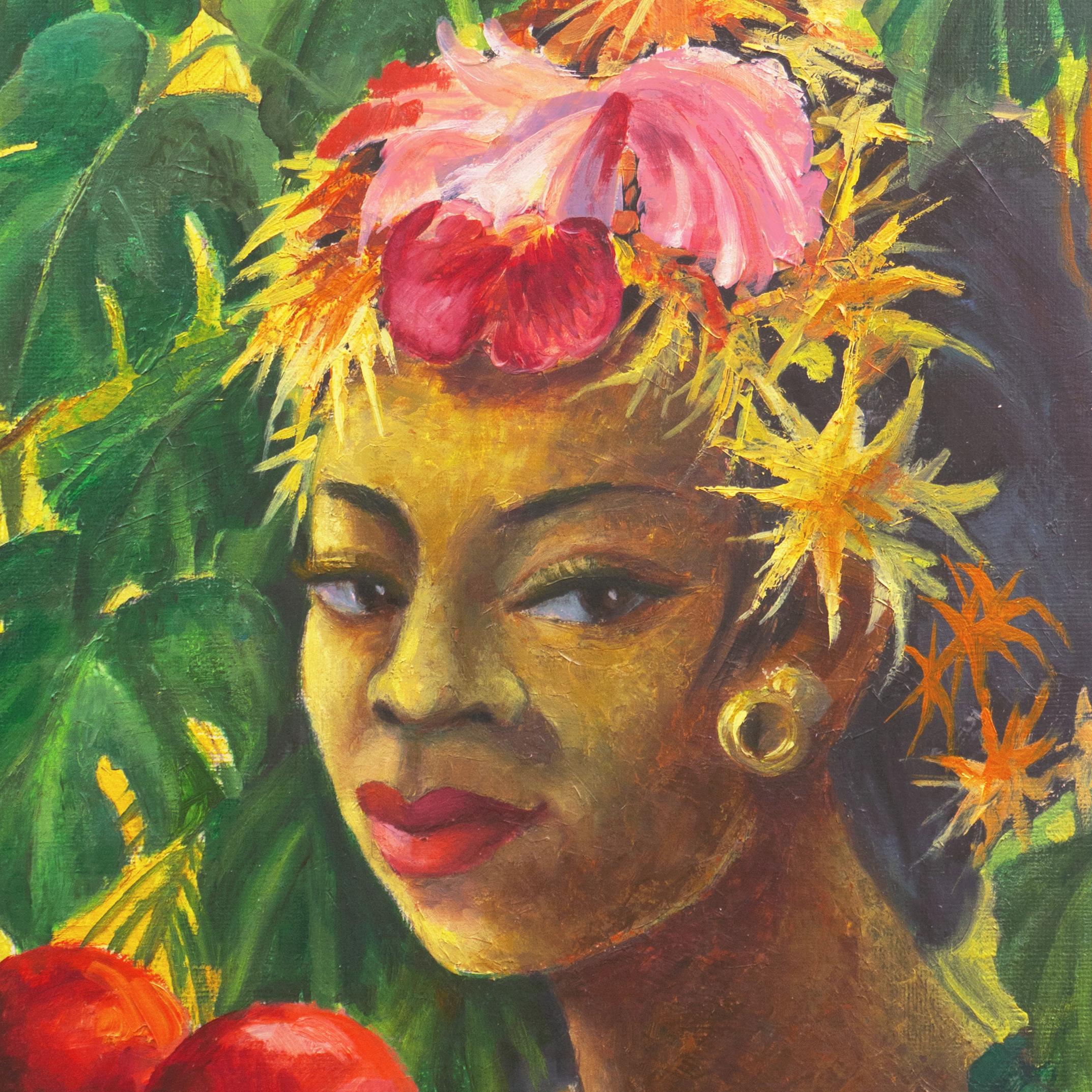 « Femme Jungle tropicale », figure polynésienne, îles du Pacifique, République de Weimar - Marron Figurative Painting par Orla Muff