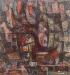 Vintage 'Abstract, Charcoal and Rose', African-American Woman Artist, Oakland Museum