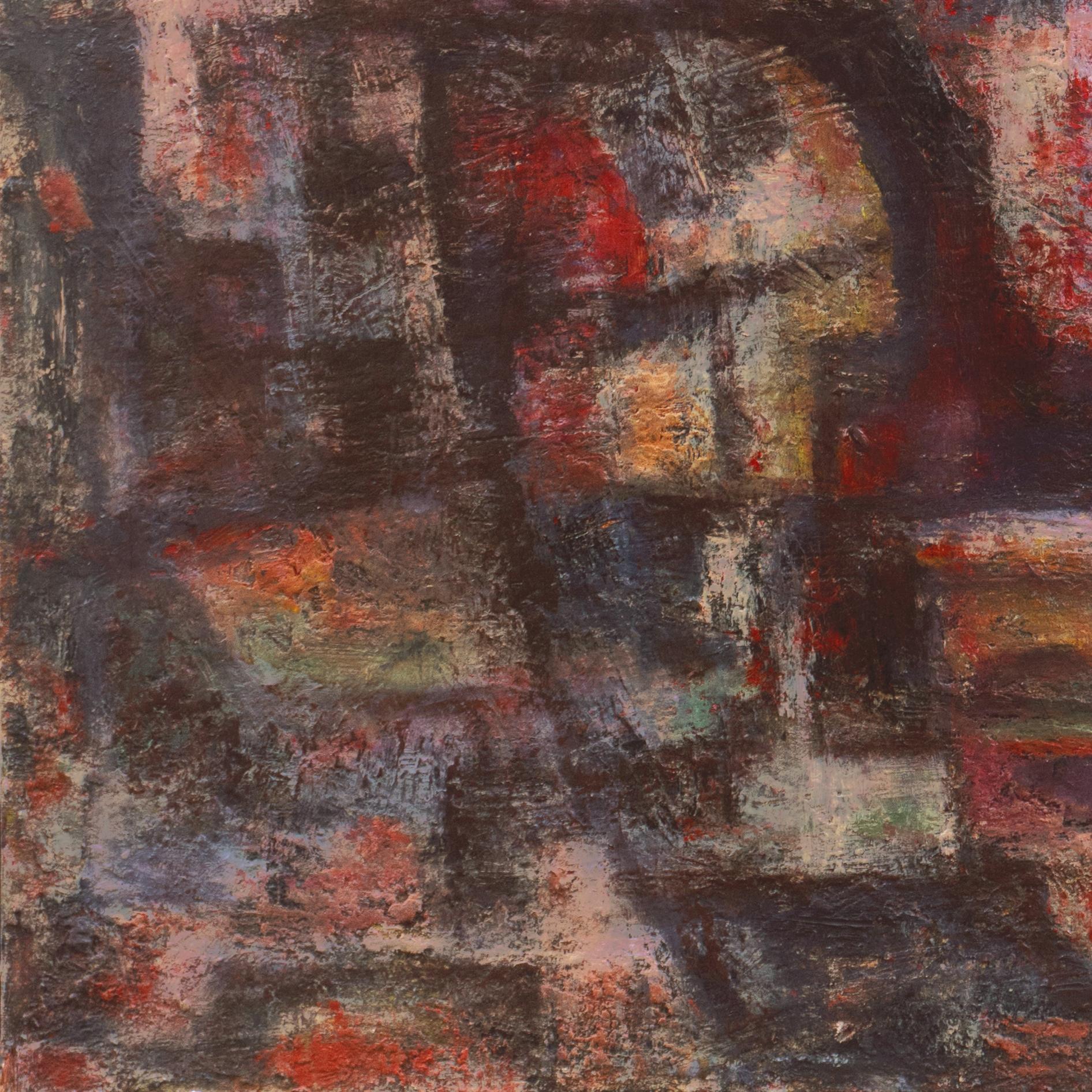 'Abstract, Charcoal and Rose', African-American Woman Artist, Oakland Museum - Brown Abstract Painting by Charlotte Chambliss