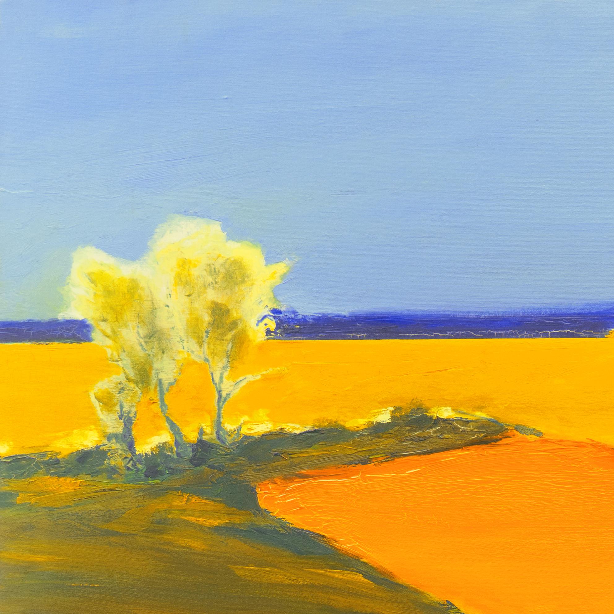 'Coastal Landscape', San Francisco, California, Bay Area Abstraction, Palo Alto - Orange Landscape Painting by Bang