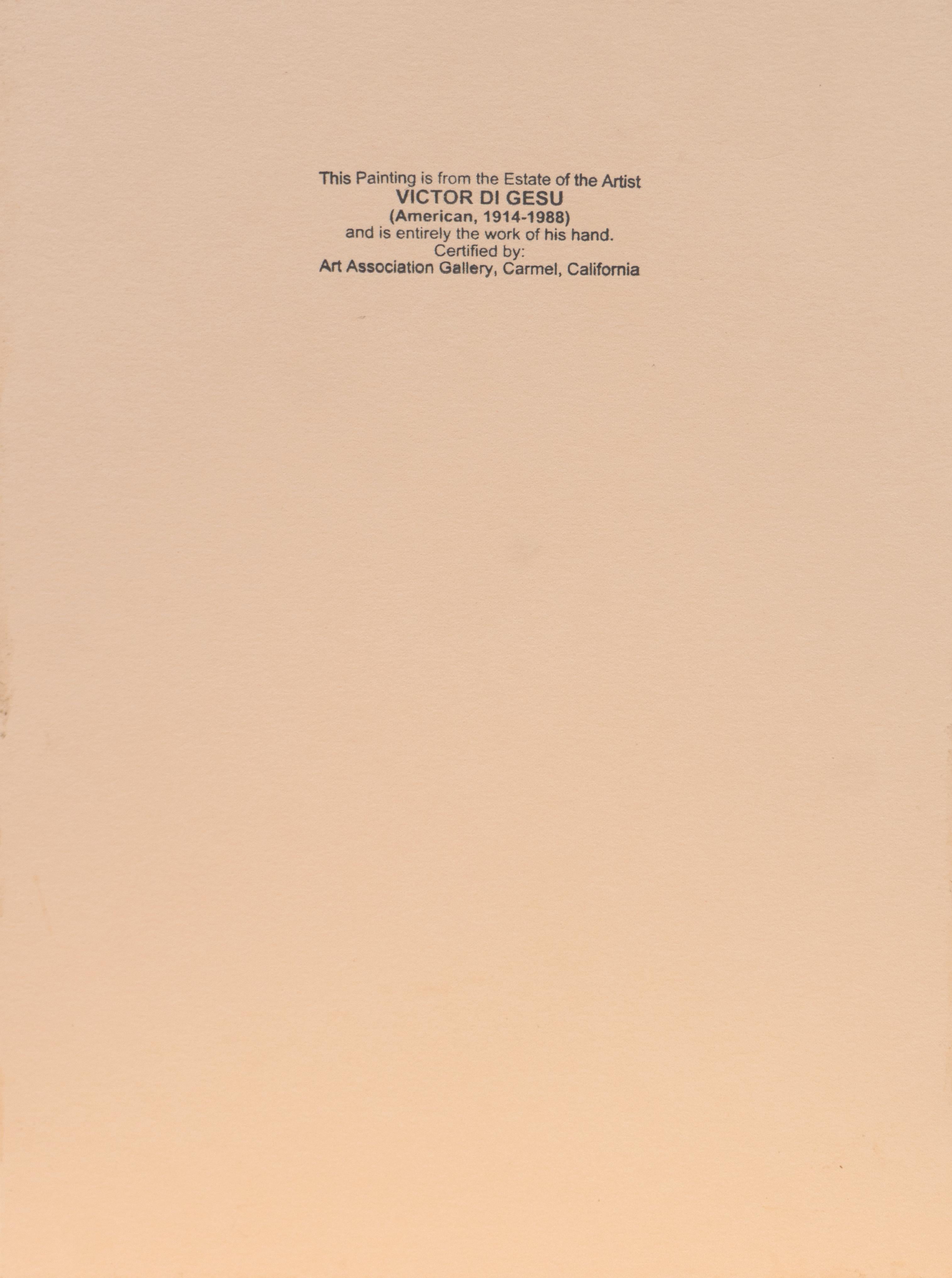 Um 1955 von Victor Di Gesu (Amerikaner, 1914-1988) geschaffen und verso mit einem Echtheitszertifikat versehen. 

Victor di Gesu, Gewinner des Prix Othon Friesz, besuchte zunächst das Los Angeles Art Center und die Chouinard Art School, bevor er