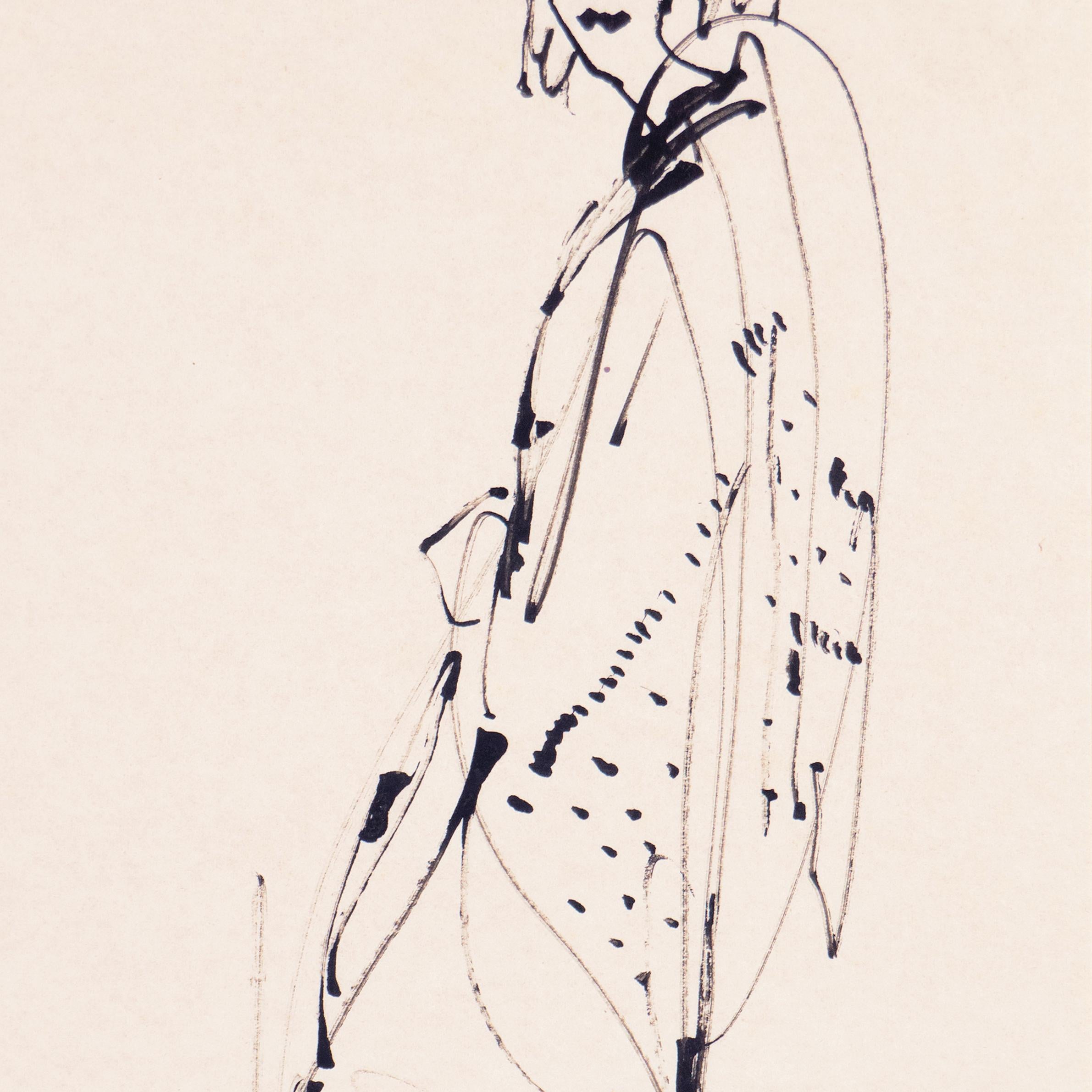 'Woman in a Kimono', Paris, Louvre, Salon d'Automne, Ac. Chaumière, LACMA, SFAA - Beige Figurative Art by Victor Di Gesu