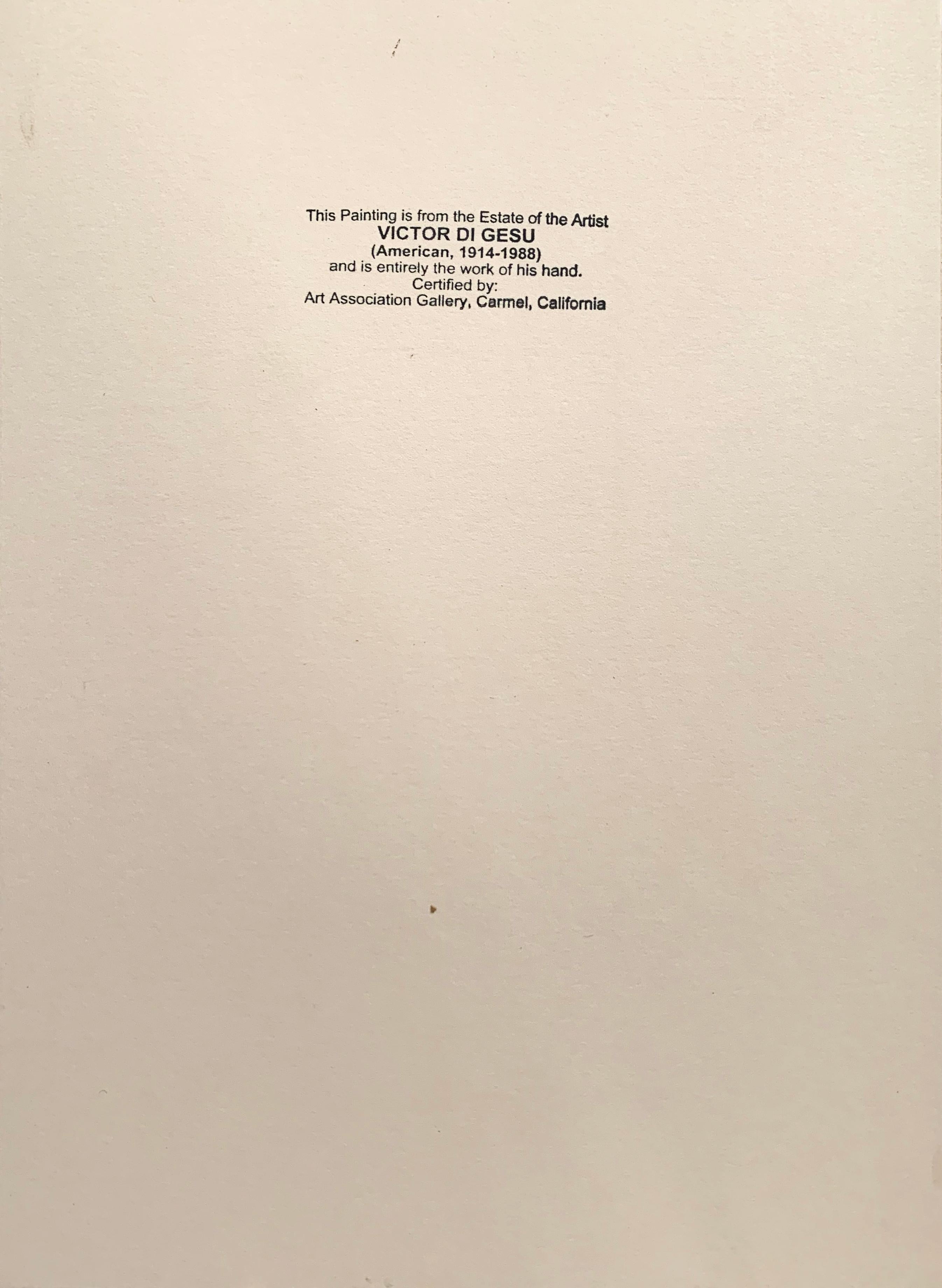 Um 1955 von Victor Di Gesu (Amerikaner, 1914-1988) geschaffen und verso mit einem Echtheitszertifikat versehen. 

Bravouröse Bleistiftstudie einer jungen Frau im Mantel, die mit erhobenen Armen und zurückgeworfenem Kopf steht und einen ekstatischen