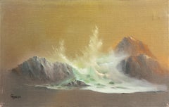 'Breaking Wave, California Coast', Tonalist Seascape, New York, Sacramento