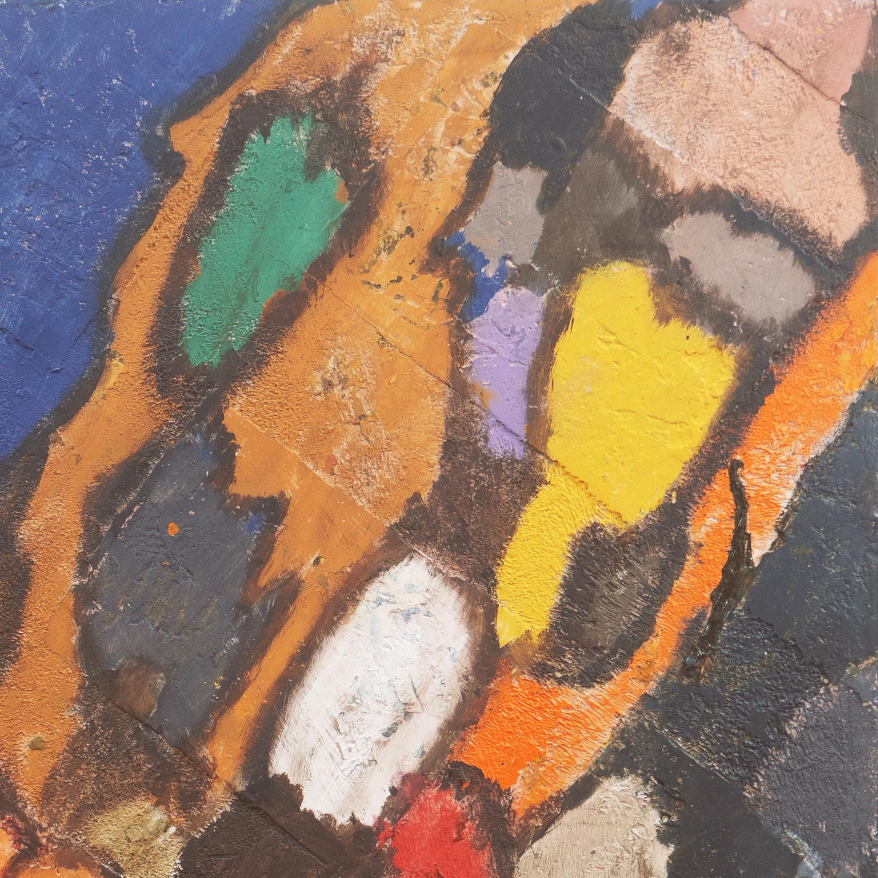 'Cloisonné Abstract', olio post-impressionista di grandi dimensioni, Aptos, California - Abstract Painting Marrone di Clyde Sanchez