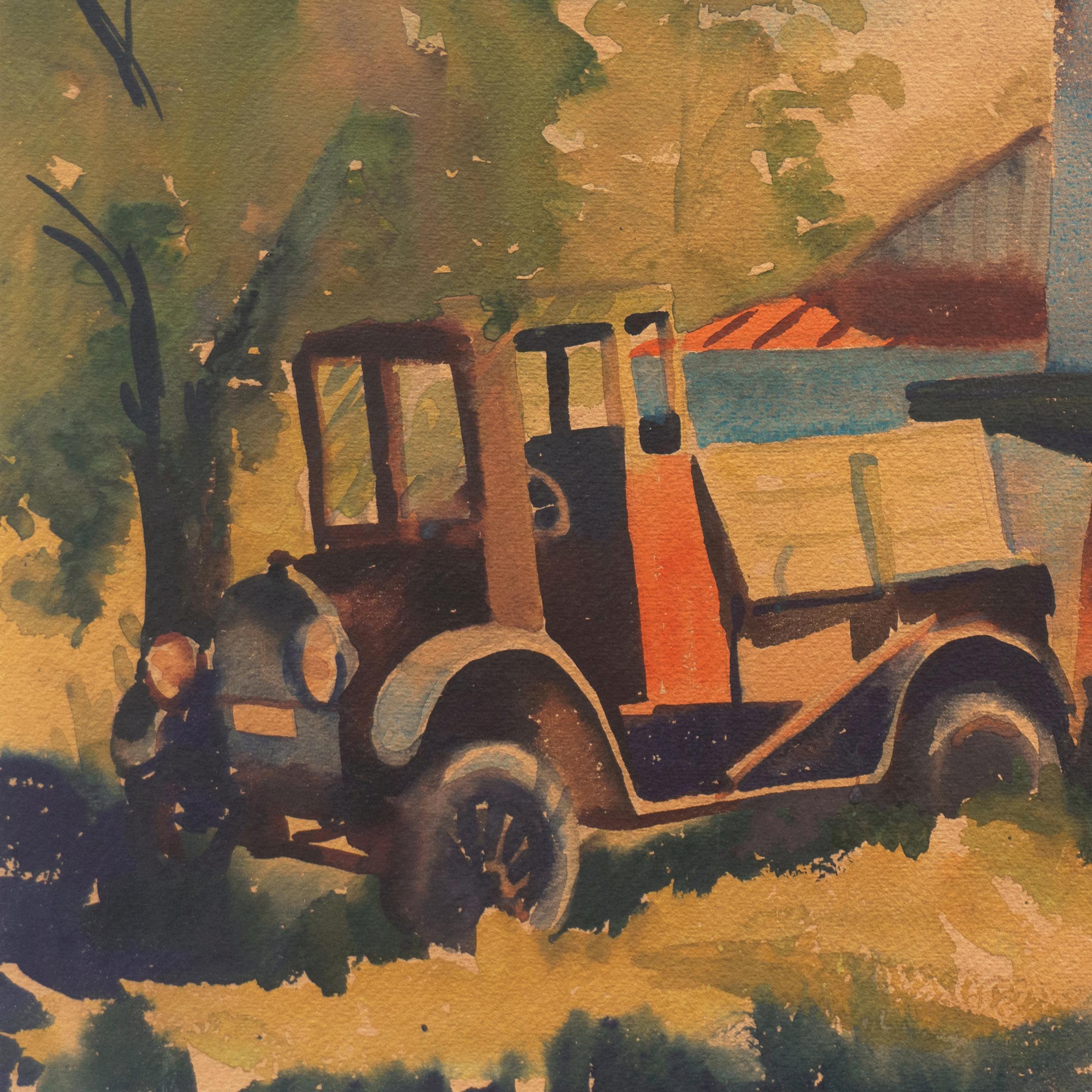 'Old Reliable', Early American Modernist, Jalopy, Model T Ford Flatbed Truck - Art by American School