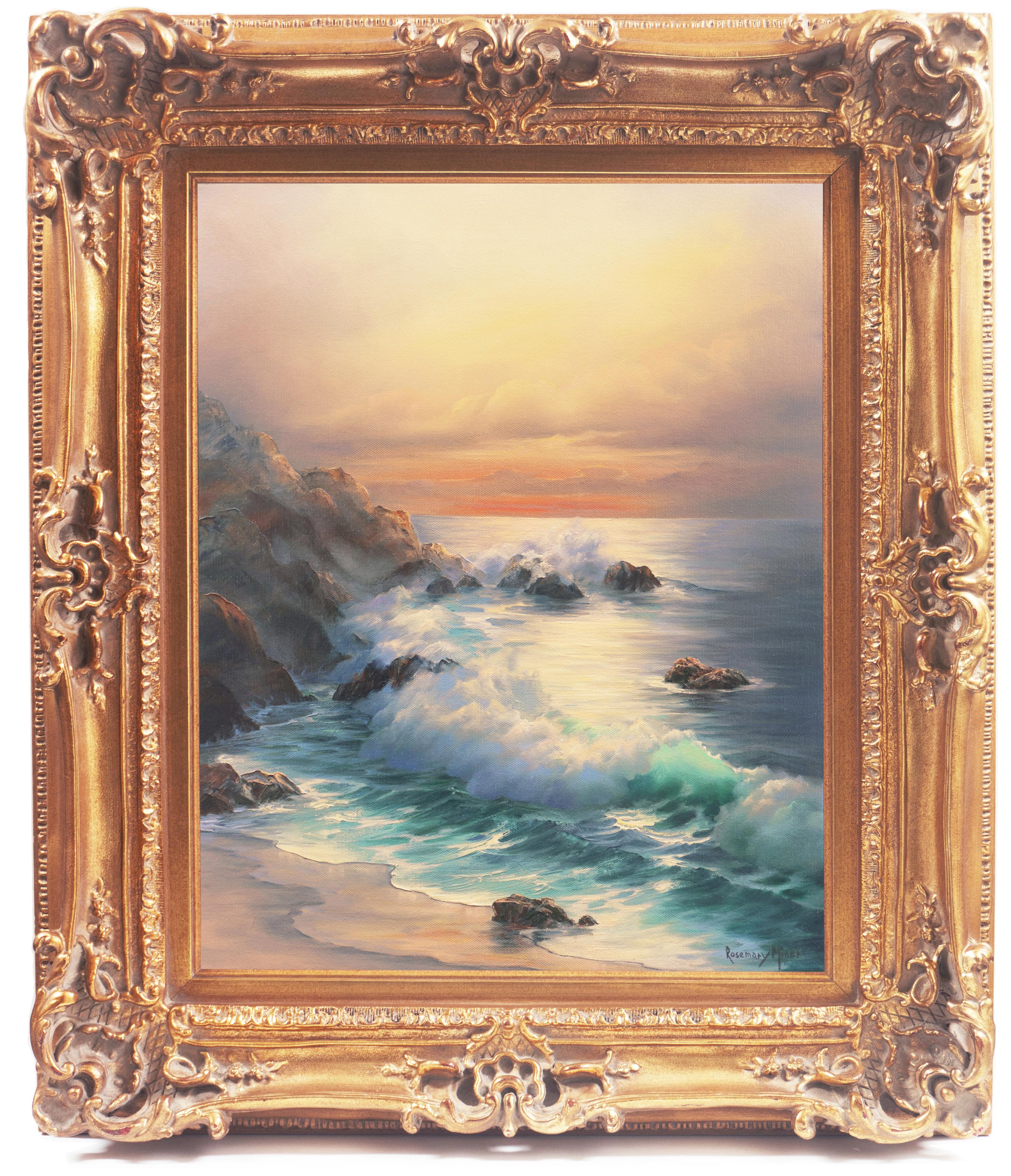 'California Evening, Golden Shore', Carmel, Long Beach, UCLA, Gallery Americana - Painting by Rosemary Miner