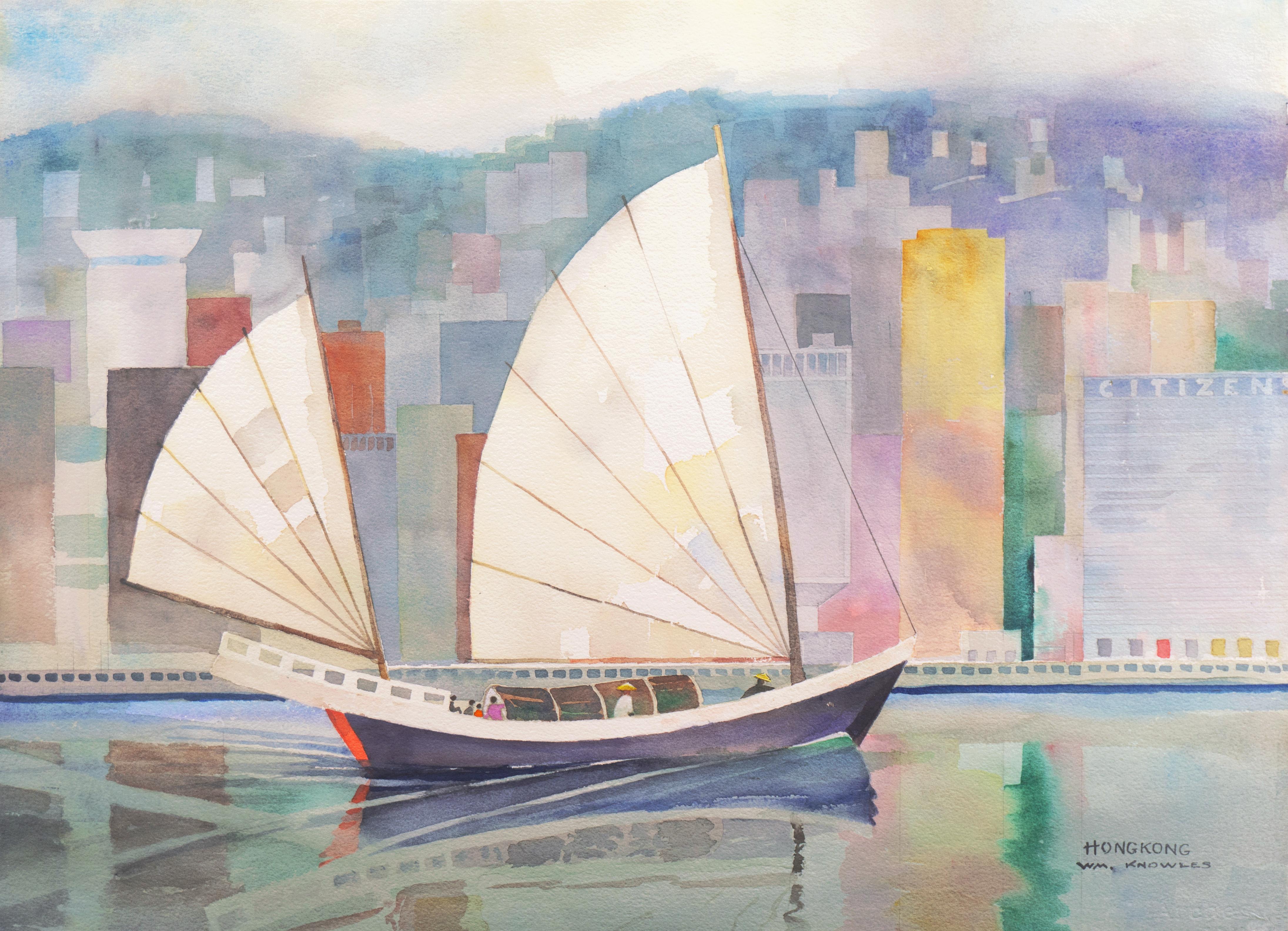 Landscape Art William Howard Knowles - « Hong Kong from Victoria Harbor » (Hong Kong de Victoria Harbor),  Society of Western Artists (Société d'artistes occidentaux)