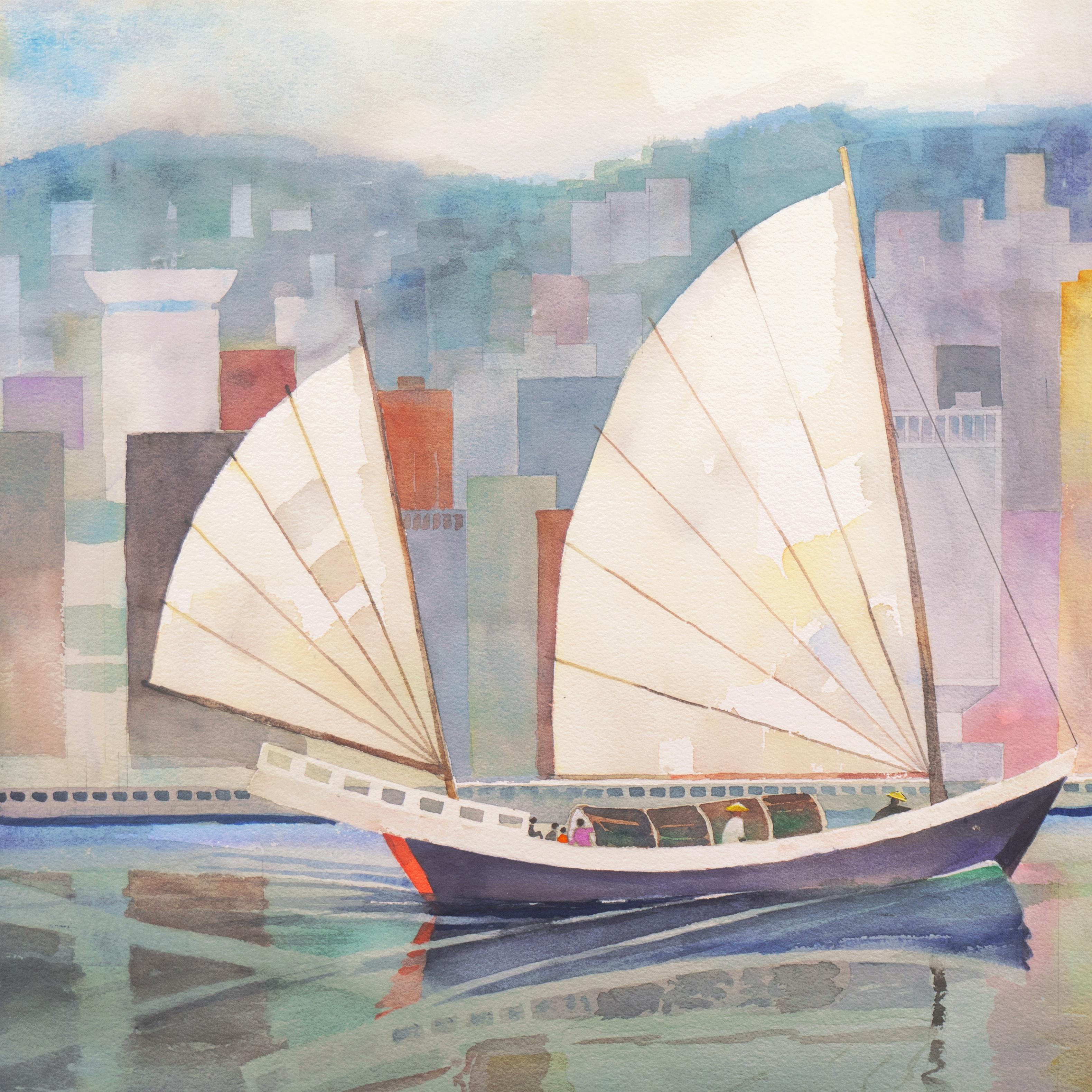 Signed lower right, 'W.M. Knowles for William Howard Knowles (American, 1909-1998), titled, 'Hong Kong' and painted circa 1965.

Born in San Francisco, William Knowles studied at the Masachussets Institute of Technology and, later, at UC Berkeley.