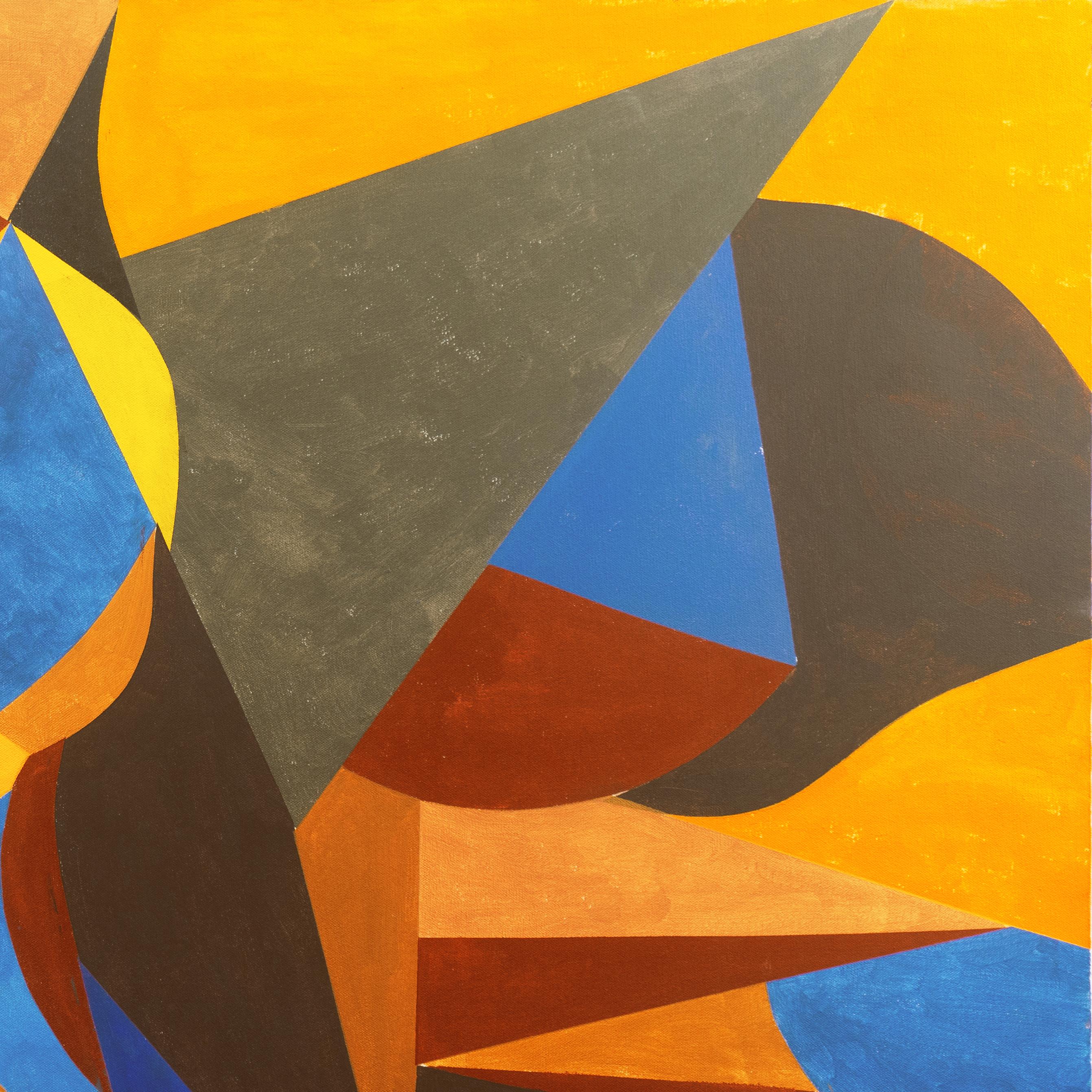 « Geometric II », Bay Area Abstraction, San Francisco Art Institute, Woman Artist - Marron Abstract Painting par Renee Harwin