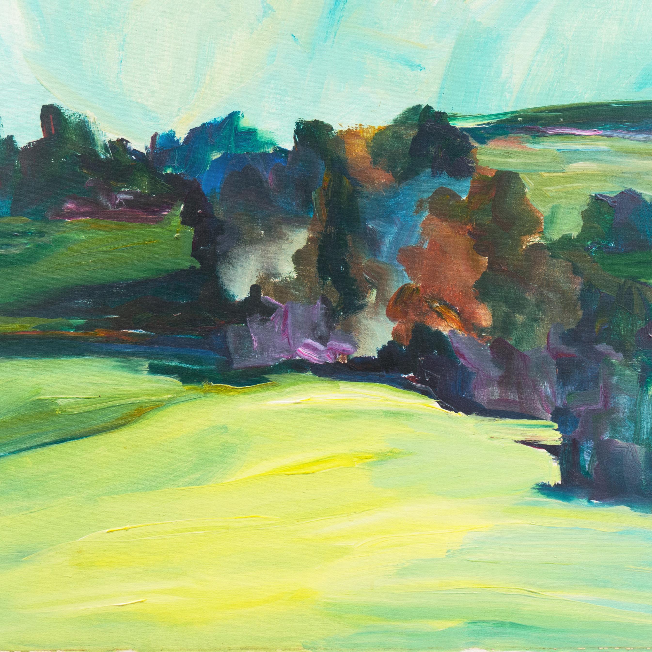 'Large Northern California Landscape', Woman Artist, Mount Mary College, Chicago - Green Landscape Painting by Virginia Shaver