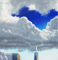 'San Francisco Skyline', Bay Area Modernism, Large Diptych, Financial District