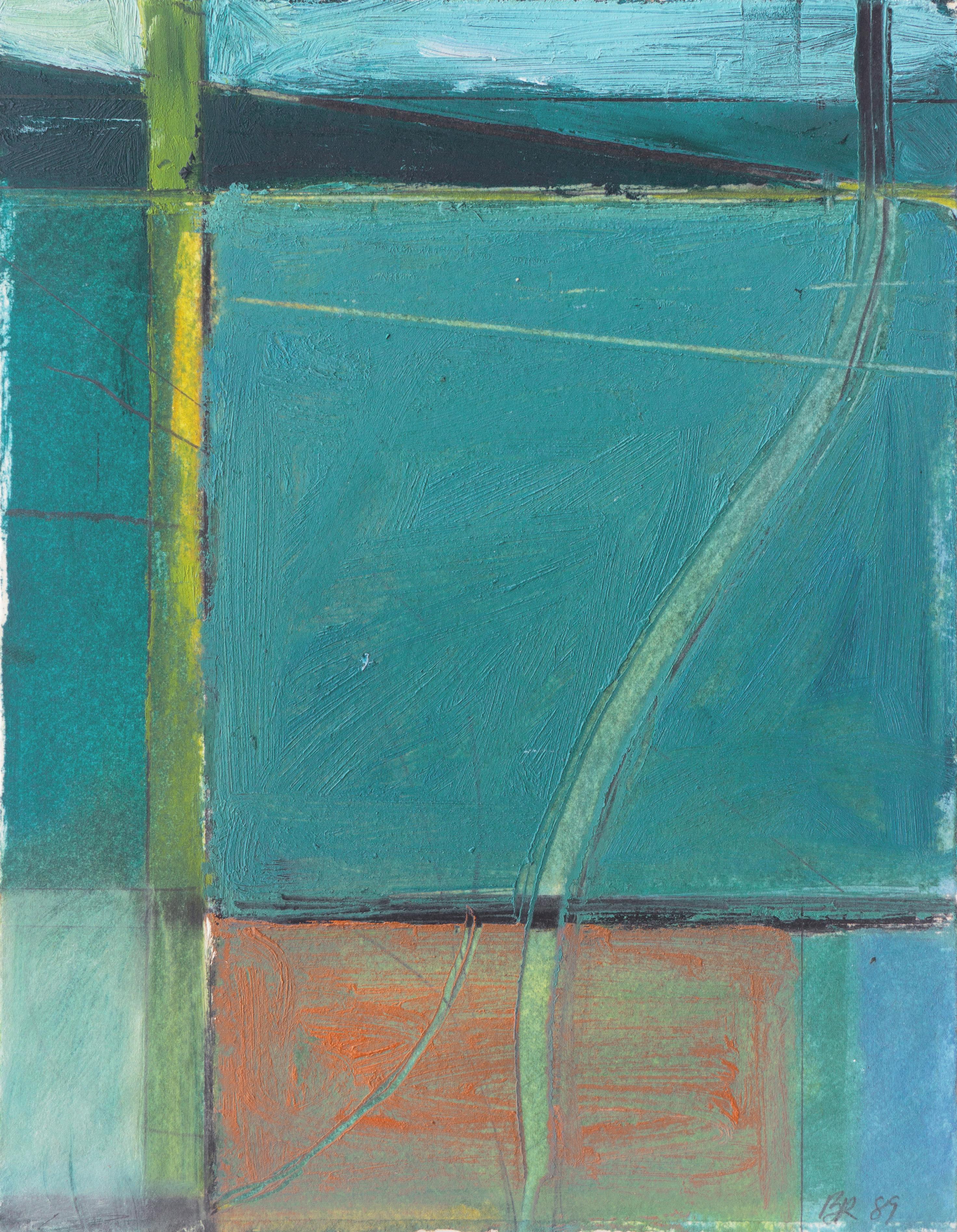 Barbara Rainforth Abstract Painting - 'Abstract in Jade', Bay Area Abstraction, Woman artist, SFMOMA, Oakland Museum