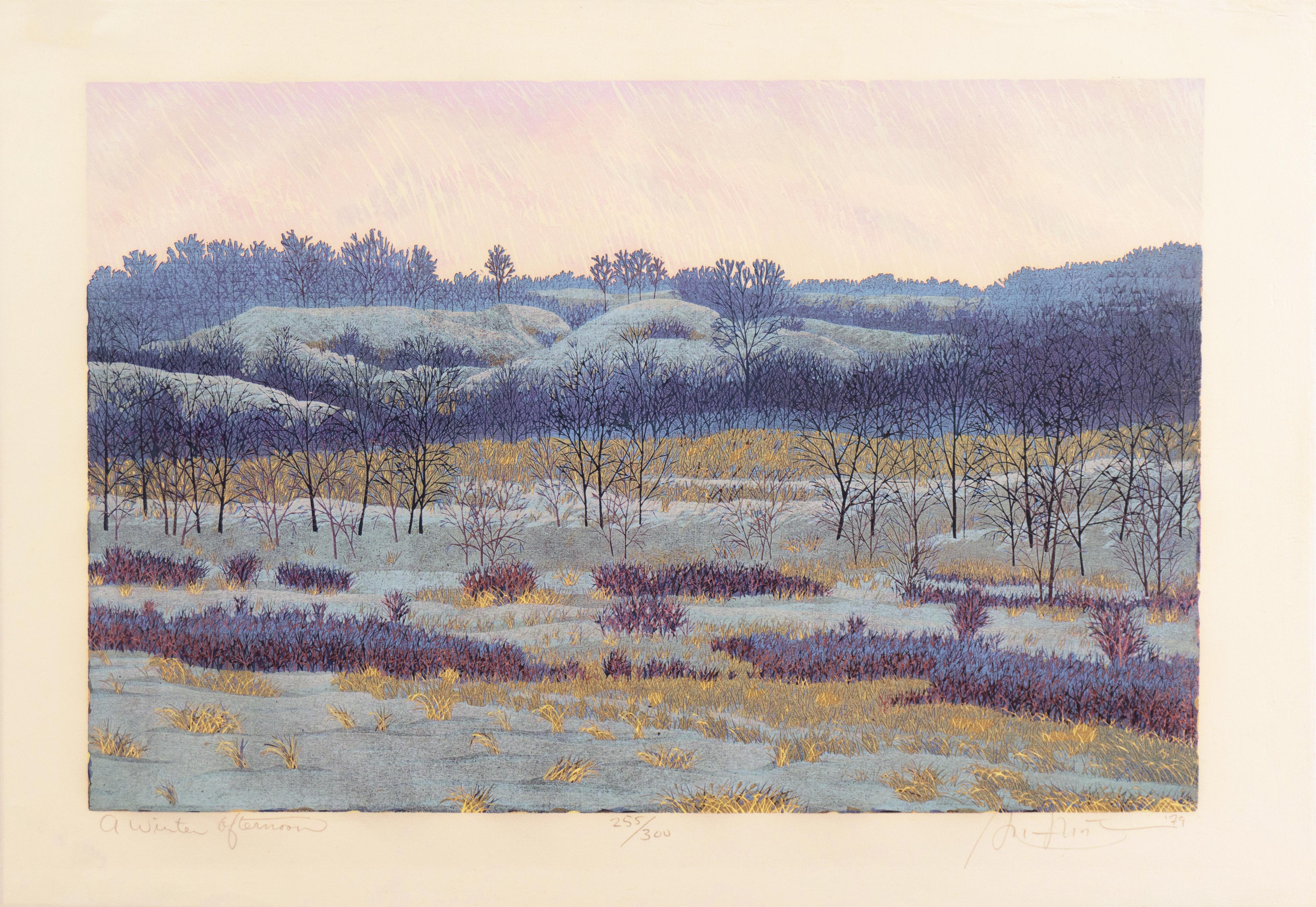 Holzgravur „A Winter''s Evening“, Smithsonian, Carnegie, Brooklyn Museum, AIC – Print von Gordon Mortensen