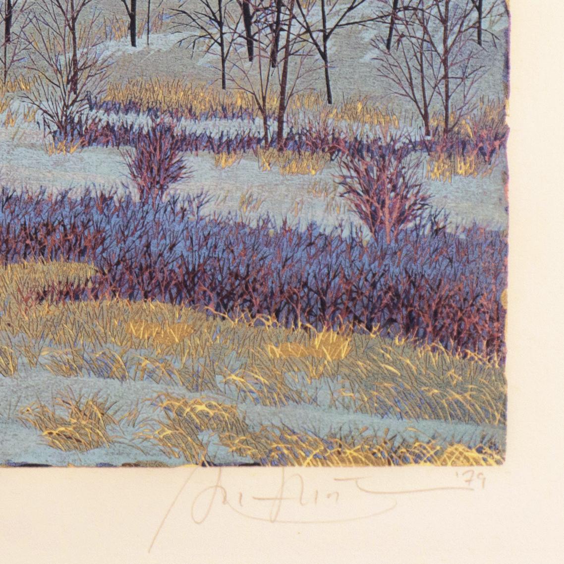 Holzgravur „A Winter''s Evening“, Smithsonian, Carnegie, Brooklyn Museum, AIC (Realismus), Print, von Gordon Mortensen