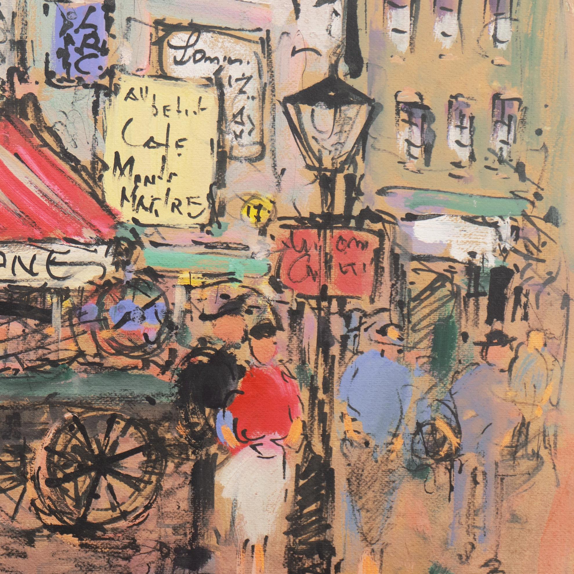 'Parisian Flower Market with Shoppers', Post-Impressionist, School of Paris,  1