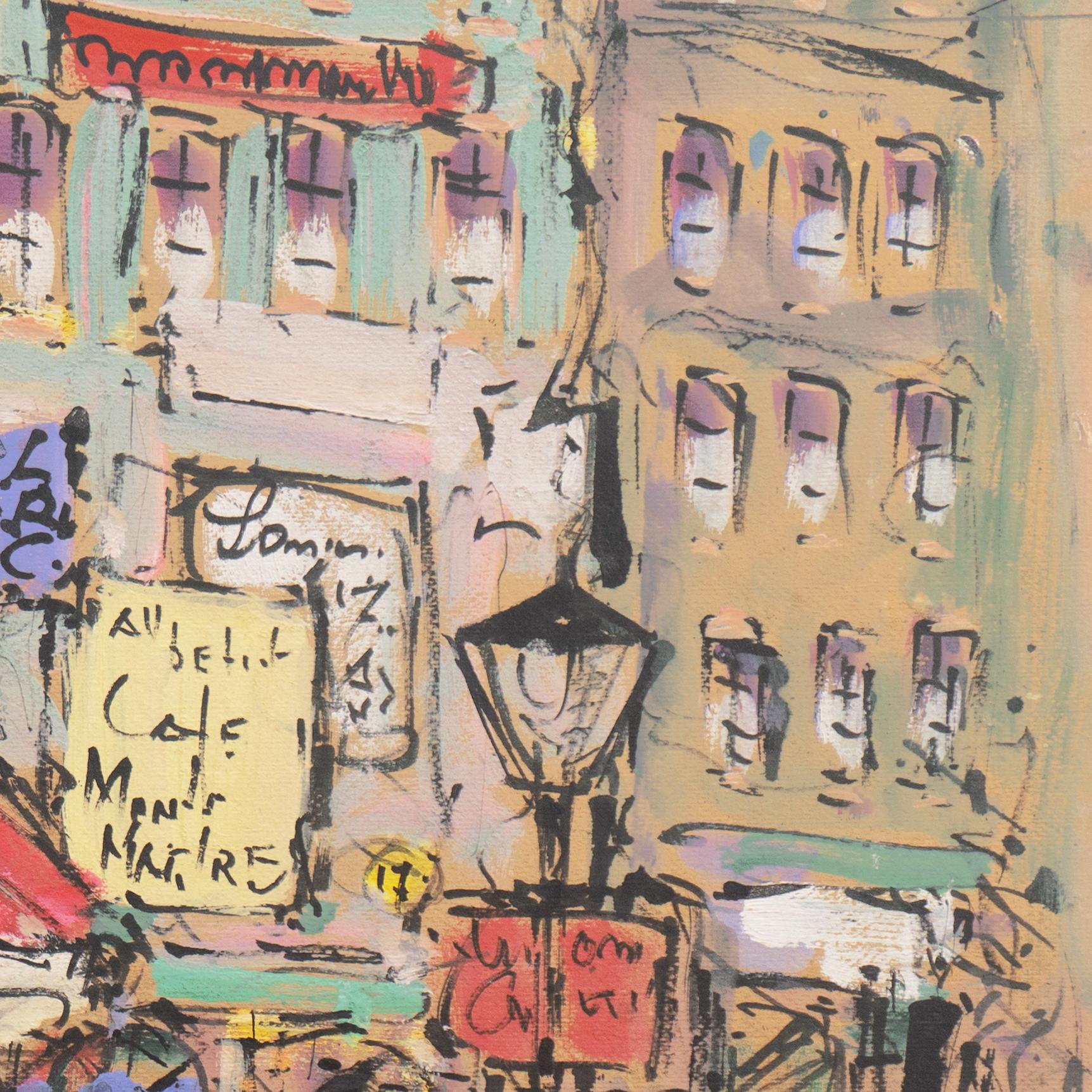 'Parisian Flower Market with Shoppers', Post-Impressionist, School of Paris,  2