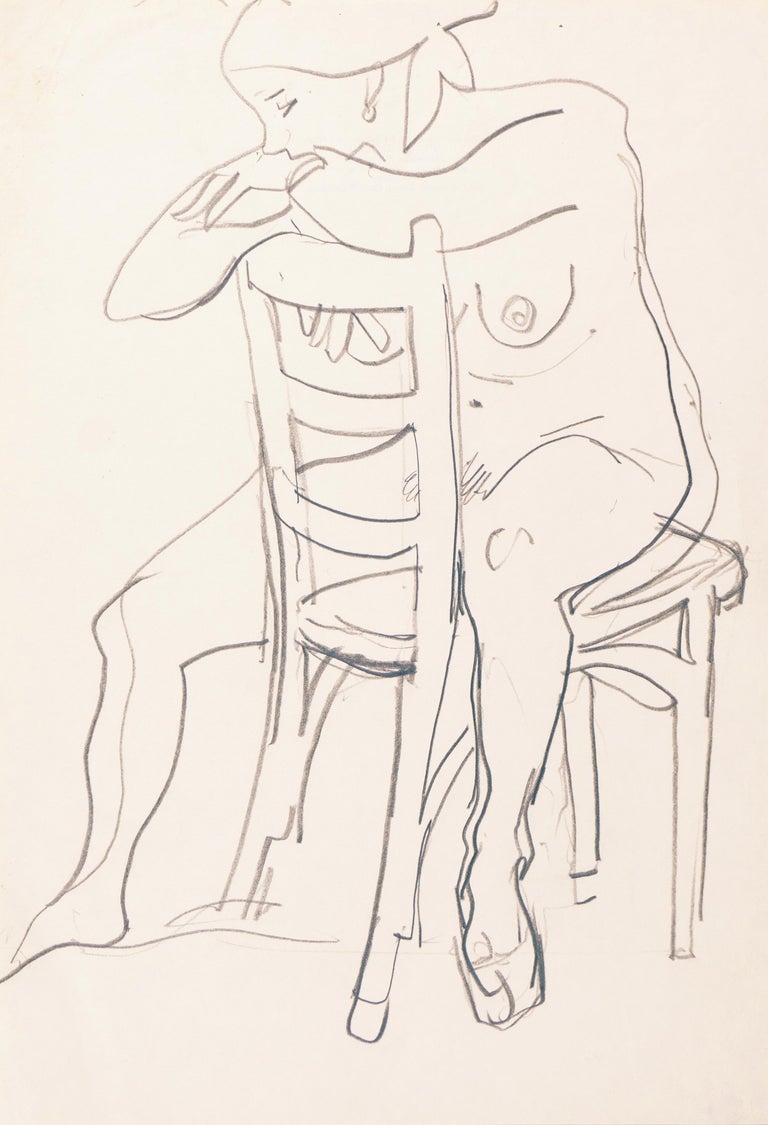 'Seated Nude', Paris, Louvre, Academie Chaumiere, Carmel, California, SFAA LACMA - Art by Victor Di Gesu