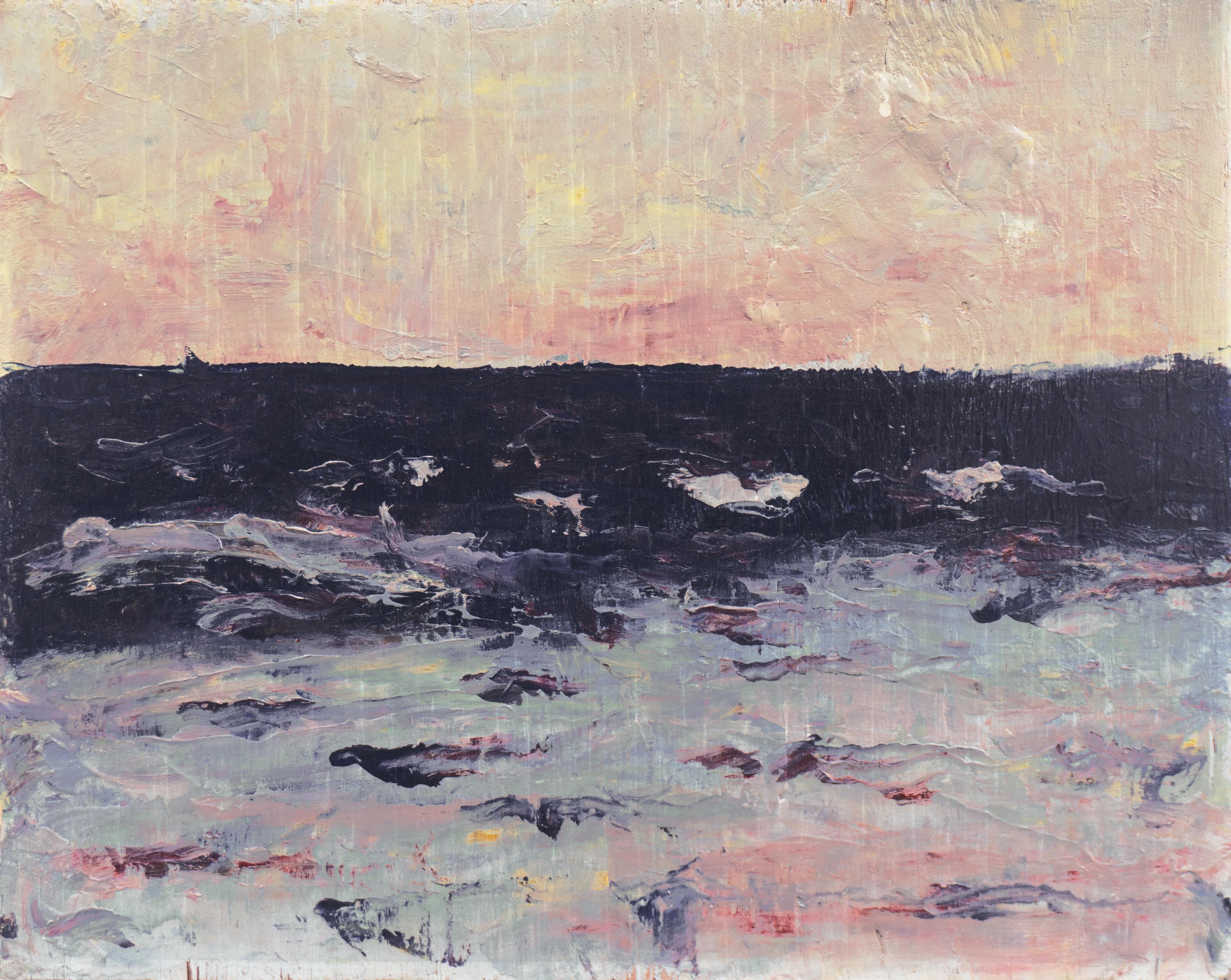 'Dawn, Lilac and Rose', American Expressionist Oil Seascape