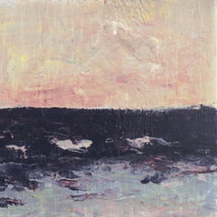 Amanecer, lilas y rosas", paisaje marino al óleo expresionista americano