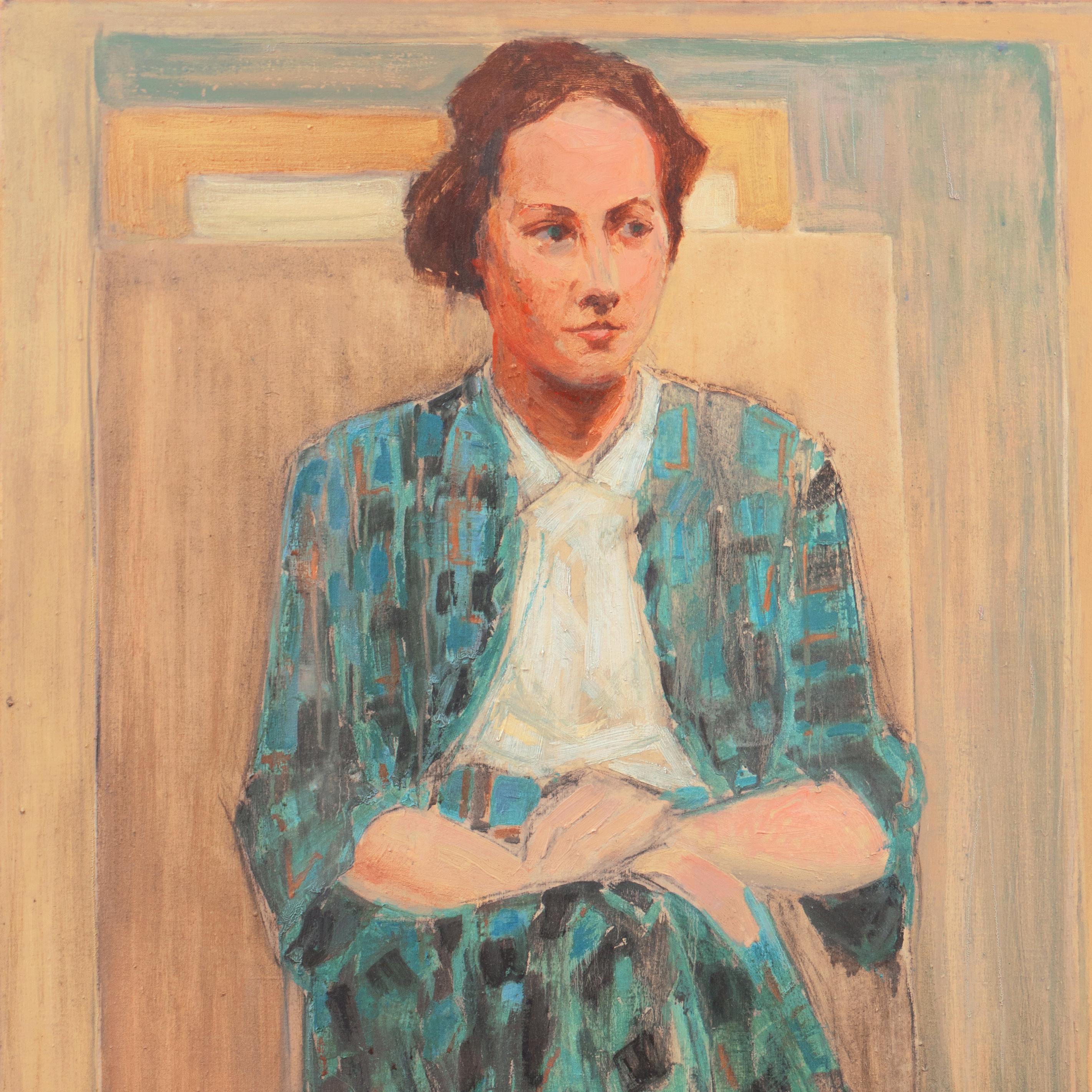 'Woman in Blue', Danish Royal Academy, Brooklyn Museum, Kolding - Modern Painting by Anton Schroder