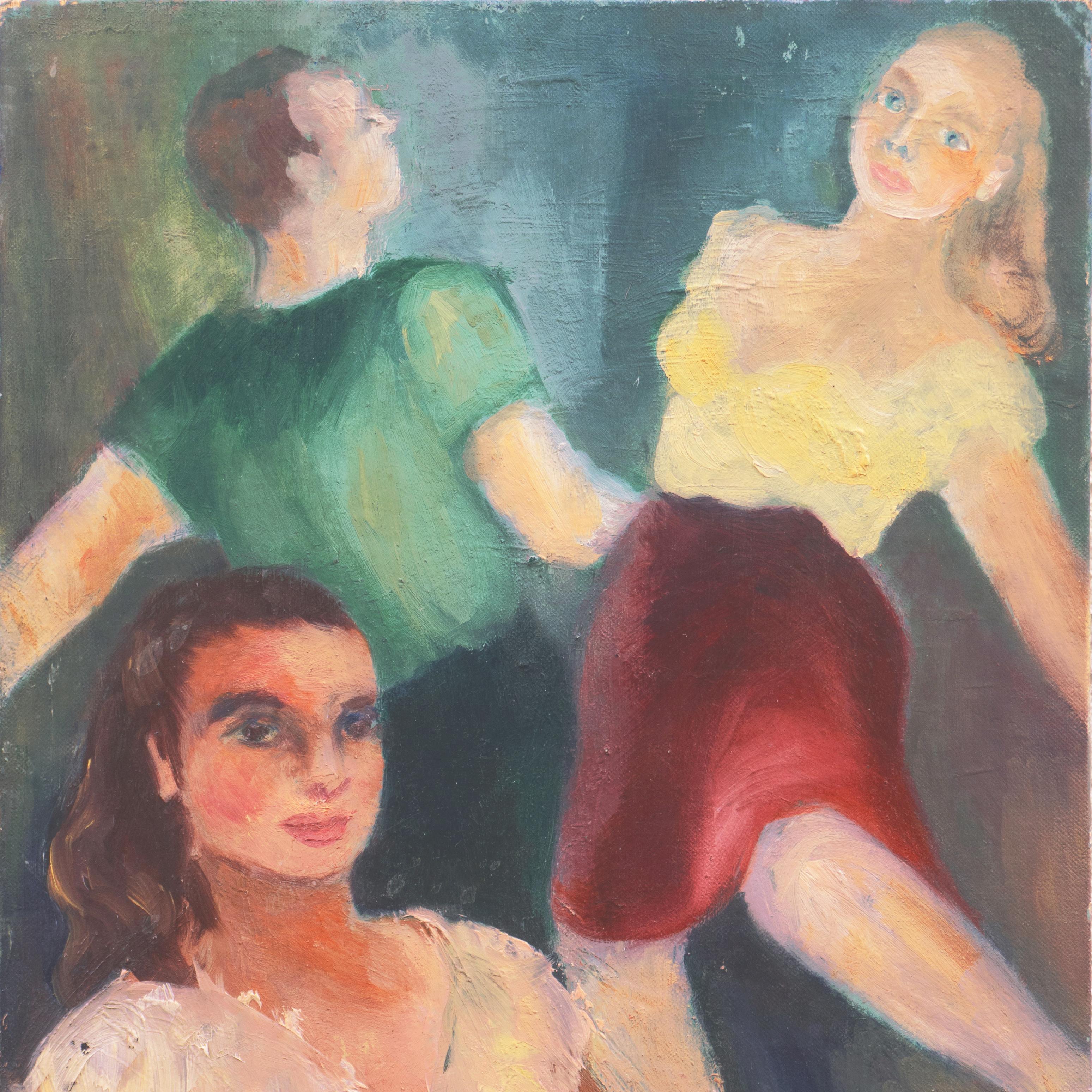 'Coppia che balla', olio figurato di arte popolare americana, epoca WPA in vendita 2