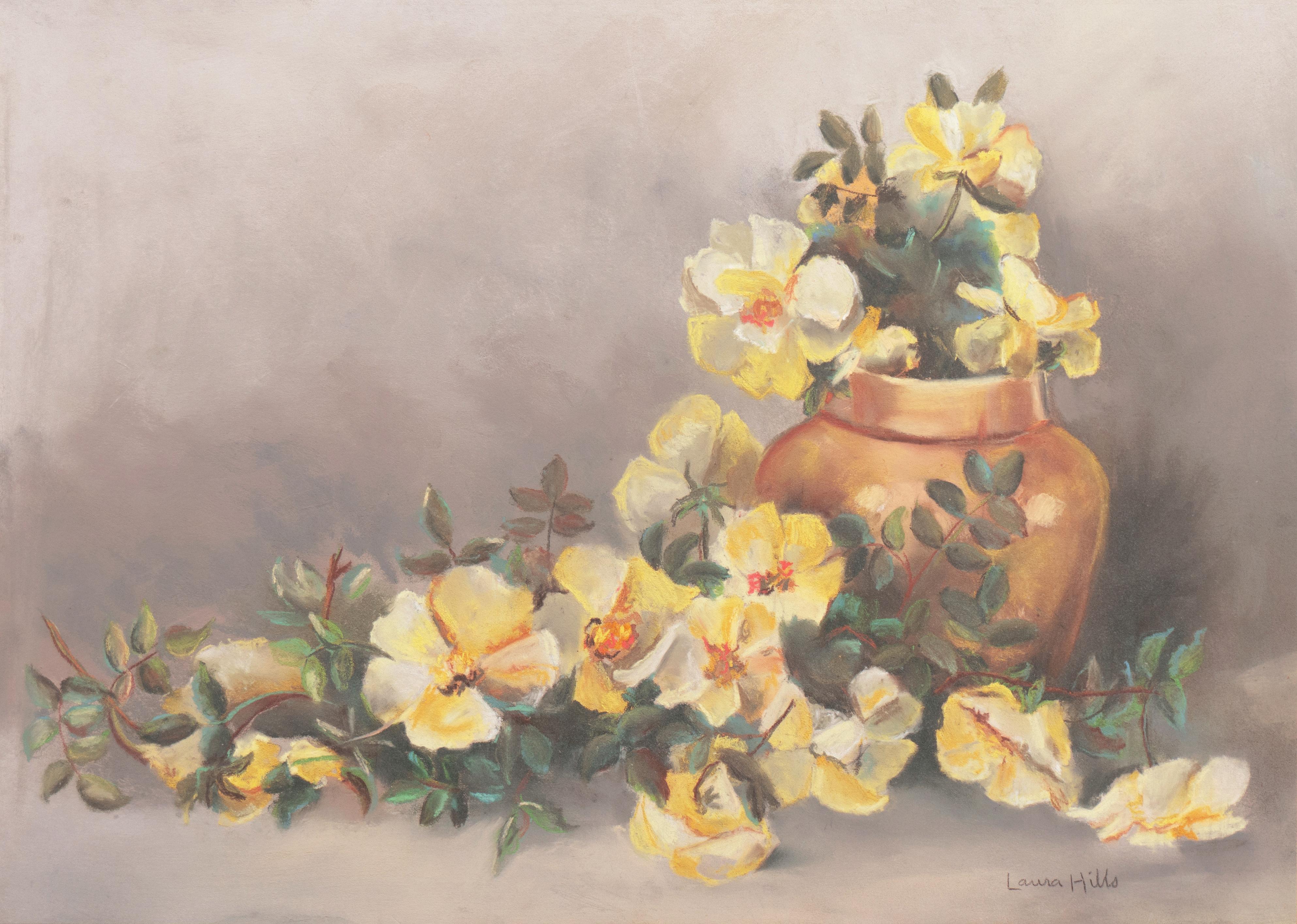 Still-Life Laura Coombs Hills - Nature morte aux roses de thé, Femme artiste, médaille d'or, PAFA, New York, ASL, NAD