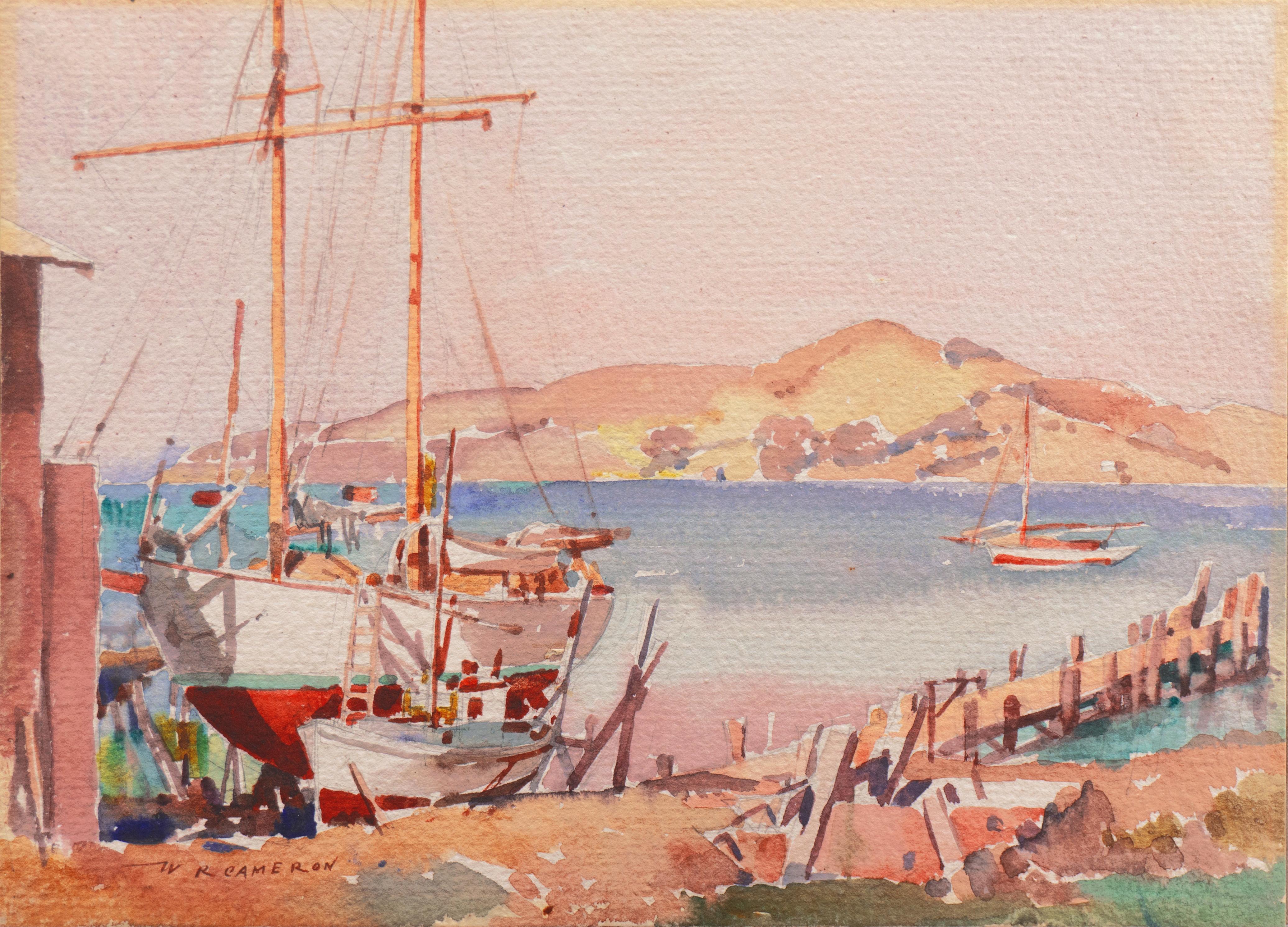 William Ross Cameron Landscape Art - 'Old Sausalito', San Francisco Bay, California Exhibition Piece, CSFA, CCAC, AIC