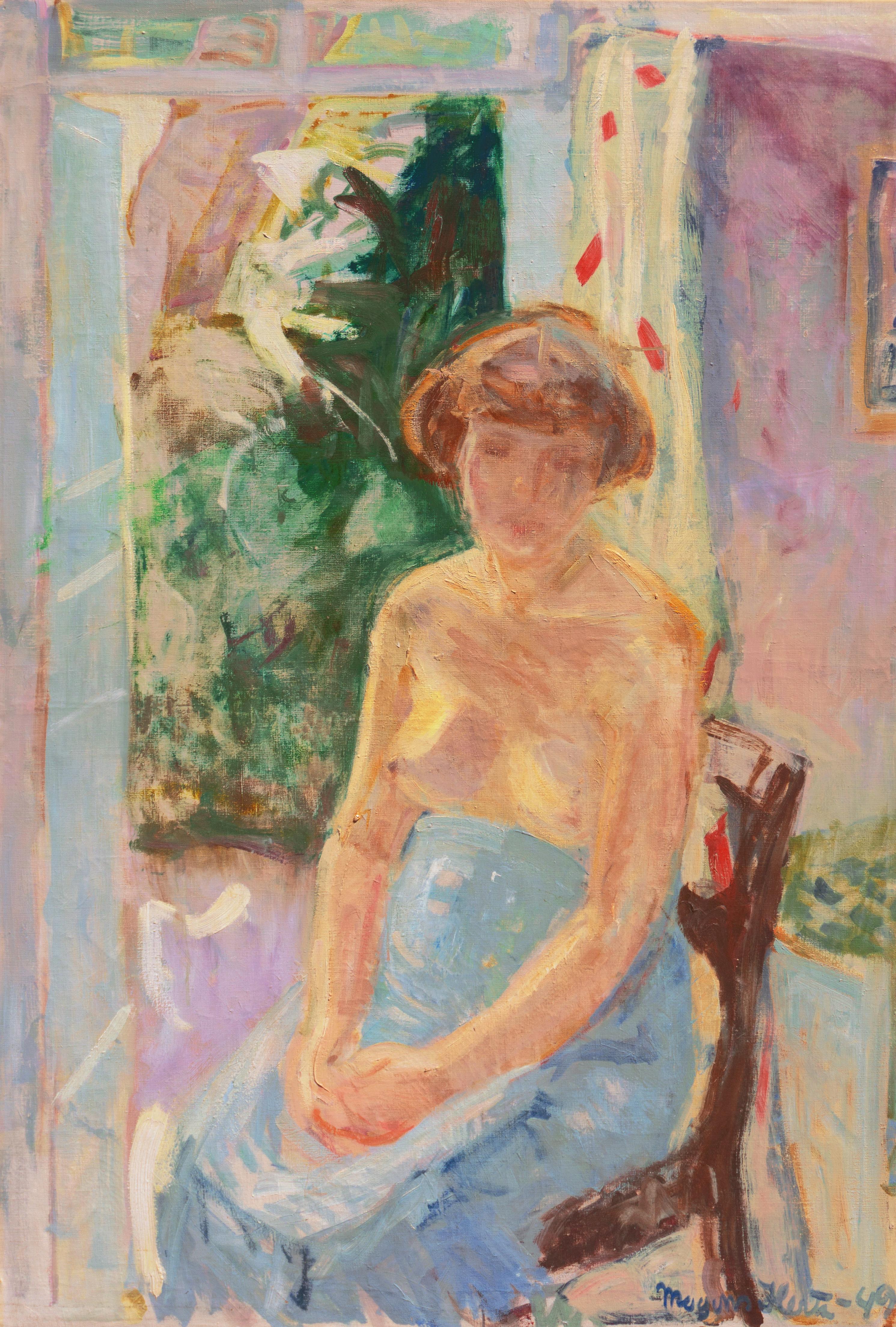 'Seated Nude', Paris, Royal Danish Academy, Charlottenborg, Bornholm, Benezit - Painting by Mogens Hertz