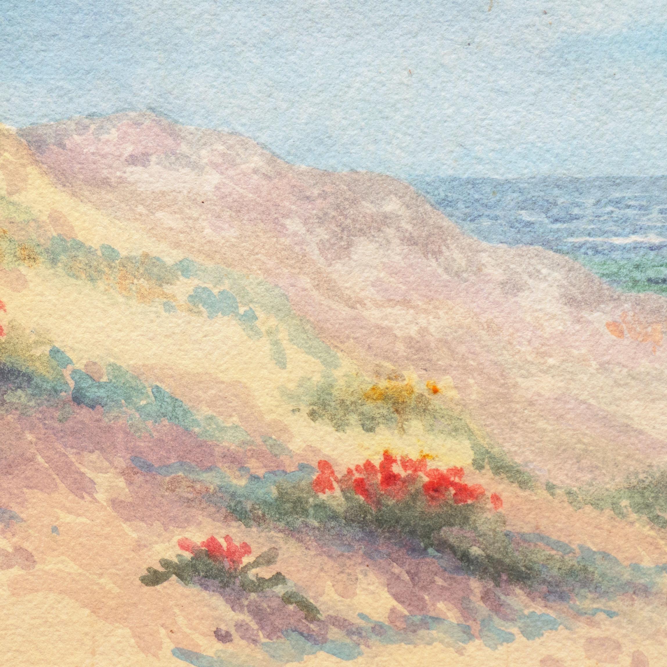 'Carmel Dunes', Early California Woman Artist, Mark Hopkins Institute, Los Gatos - Beige Landscape Art by Winnie Chamberlin