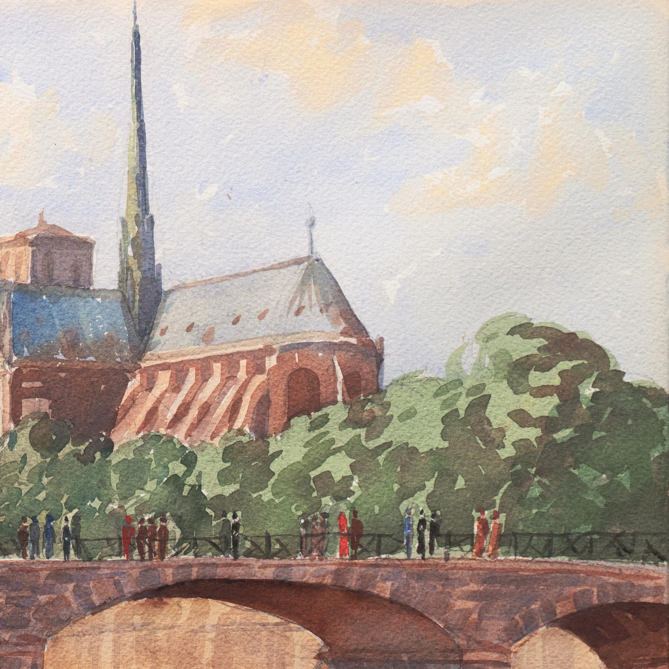 'Paris, Notre-Dame and Pont de l'Archevêché' CAC, ASL President, CWS President - Impressionist Art by Julian Garnsey