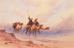 Antique 'Camels Racing', American Orientalist, Paris Salon, Ecole des Beaux-Arts, PAFA