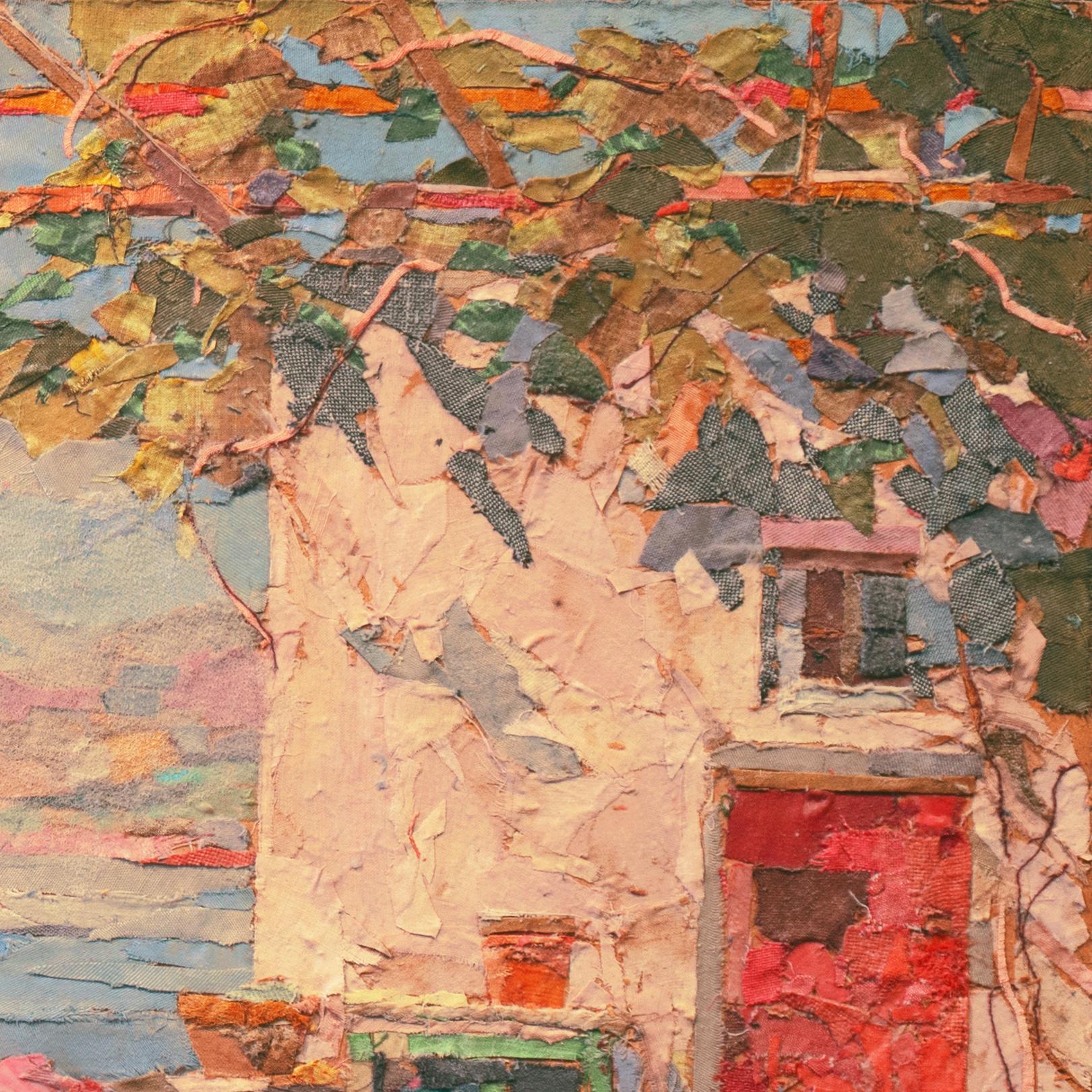'Ischia', Italian Coastal Landscape, Post Impressionist Textile Collage, Berlin 1