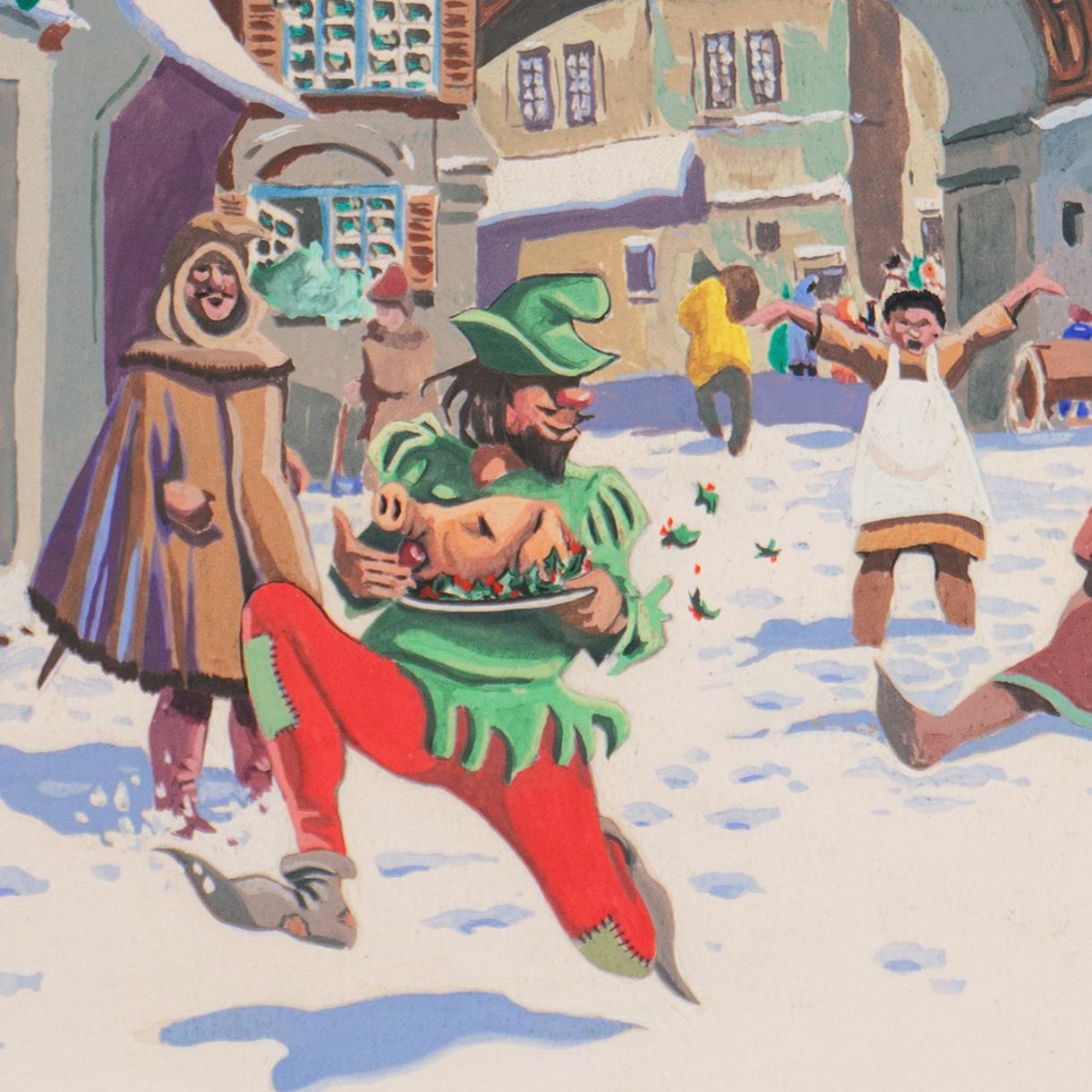 „Der Dieb von Franois Villon an der Weihnachtsfeier“, Illustrator aus der San Francisco Bay Area – Art von James March Phillips