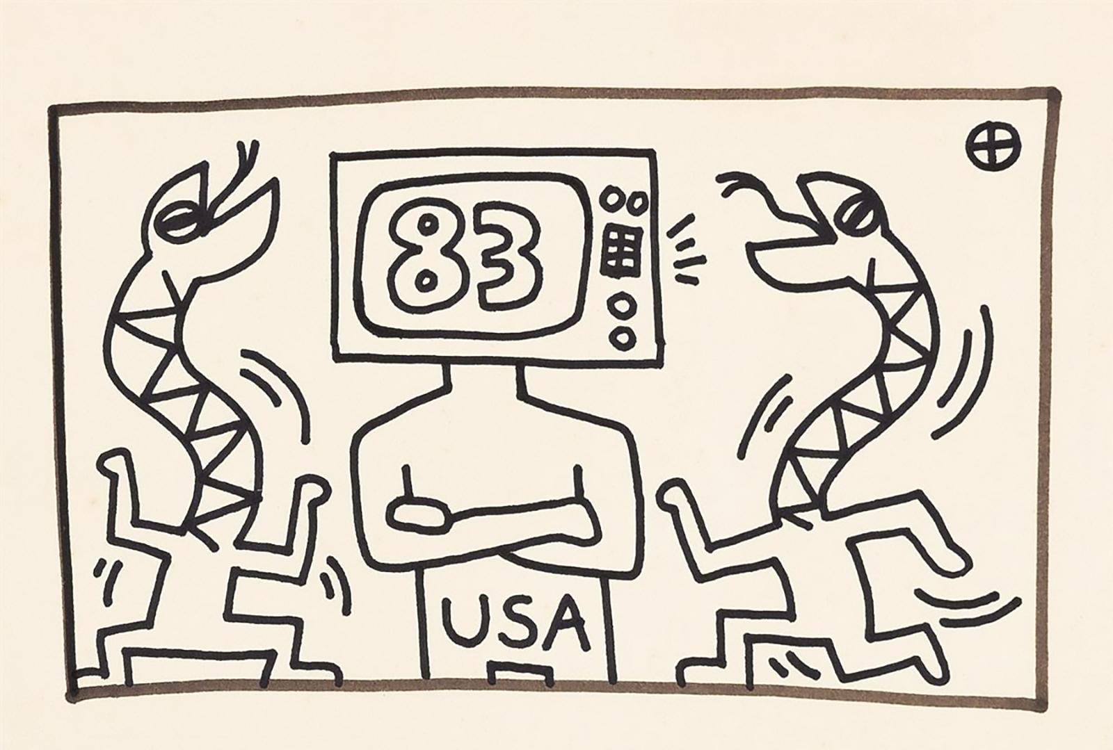 Keith Haring drawing 1982 (Keith Haring 1982 drawing) For Sale 2