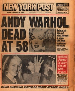 Andy Warhol Dies! Set of four 1987 NY Newspapers announcing Andy Warhol's death