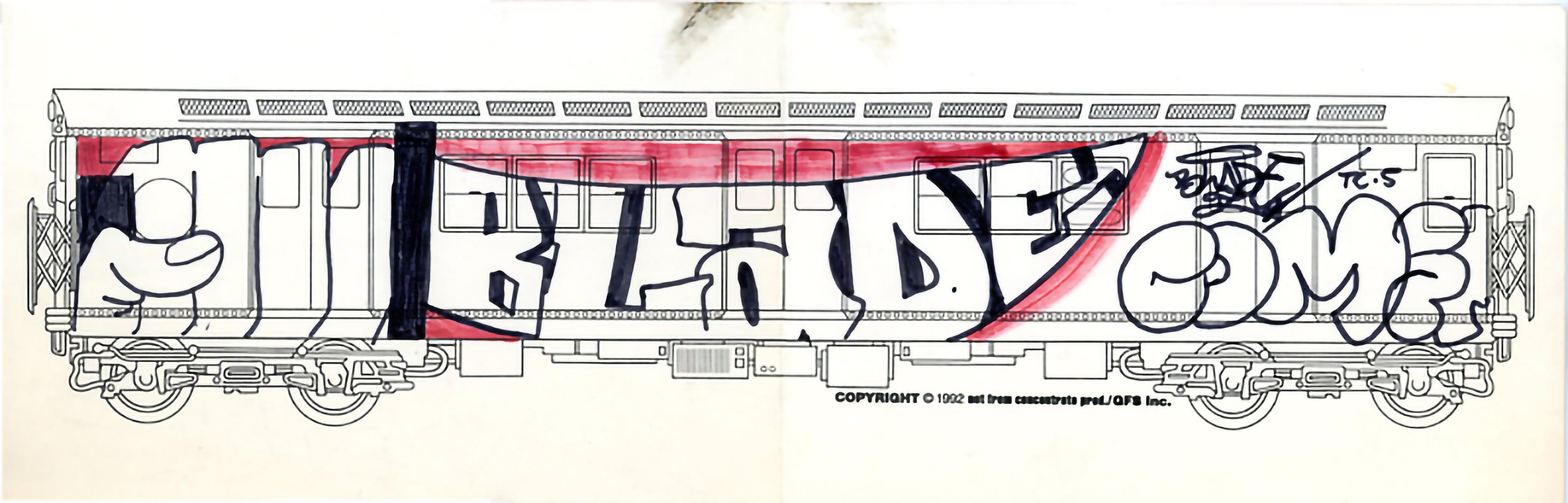 Blade Graffiti art 1992 ( dessin de train Blade roi du graffiti) en vente 1