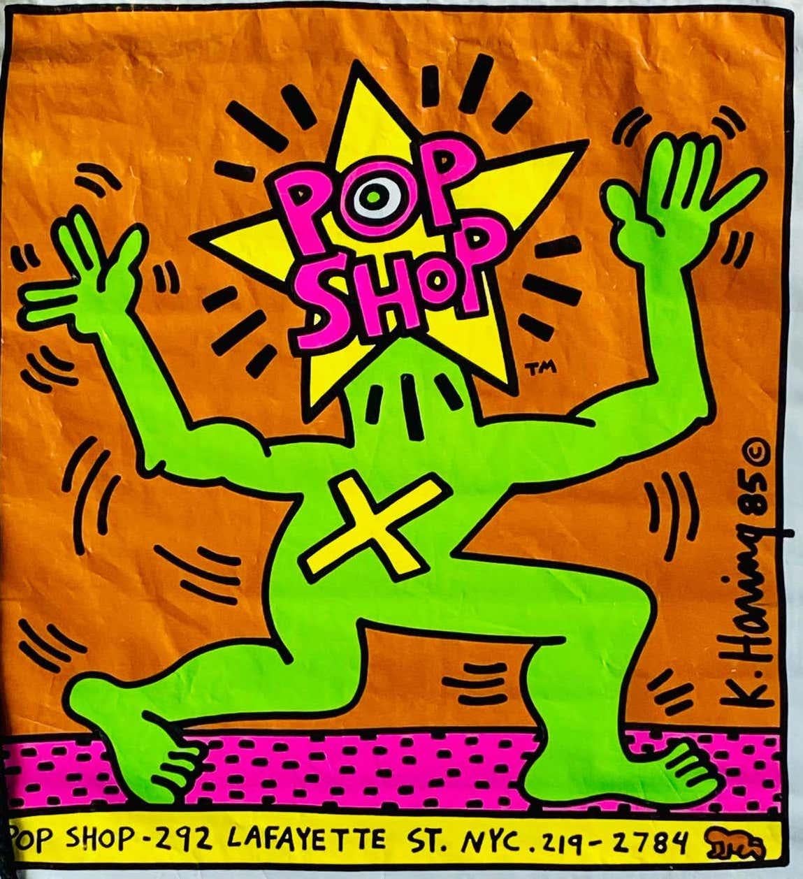 Bolso Keith Haring Pop Shop años 80 (Keith Haring pop shop Nueva York) en venta 3