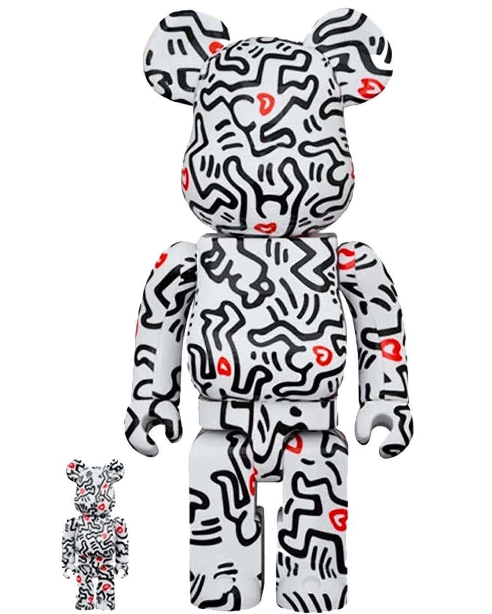 Basquiat Keith Haring Bearbrick 400% set of 2 works (Haring Basquiat Be@rbrick) For Sale 1