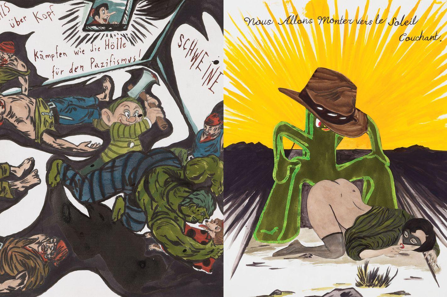 Raymond Pettibon Marcel Dzama Livre d'artiste 2016 (Raymond Pettibon zine) en vente 3