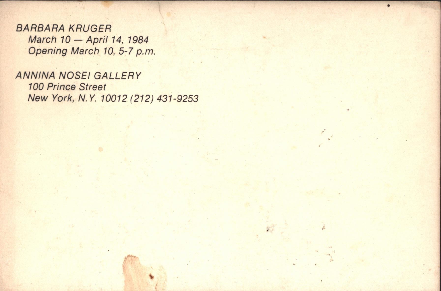 Barbara Kruger Annina Nosei 1984 (Kruger Surveillance is your Busy Work) en vente 2