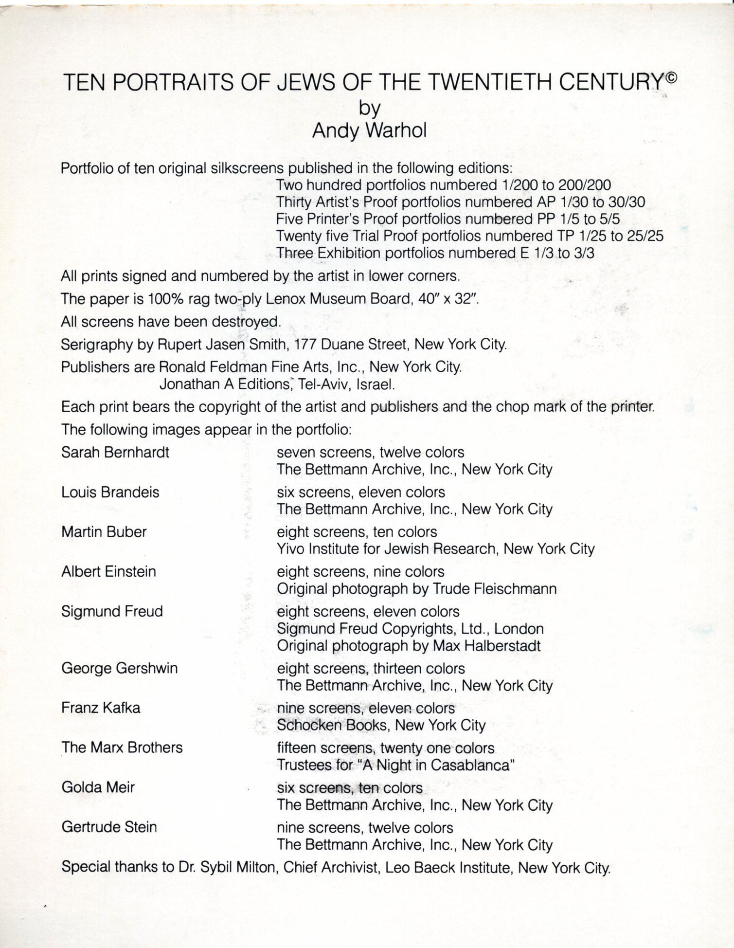 Ritratti di ebrei del XX secolo di Andy Warhol  (annunci) 7