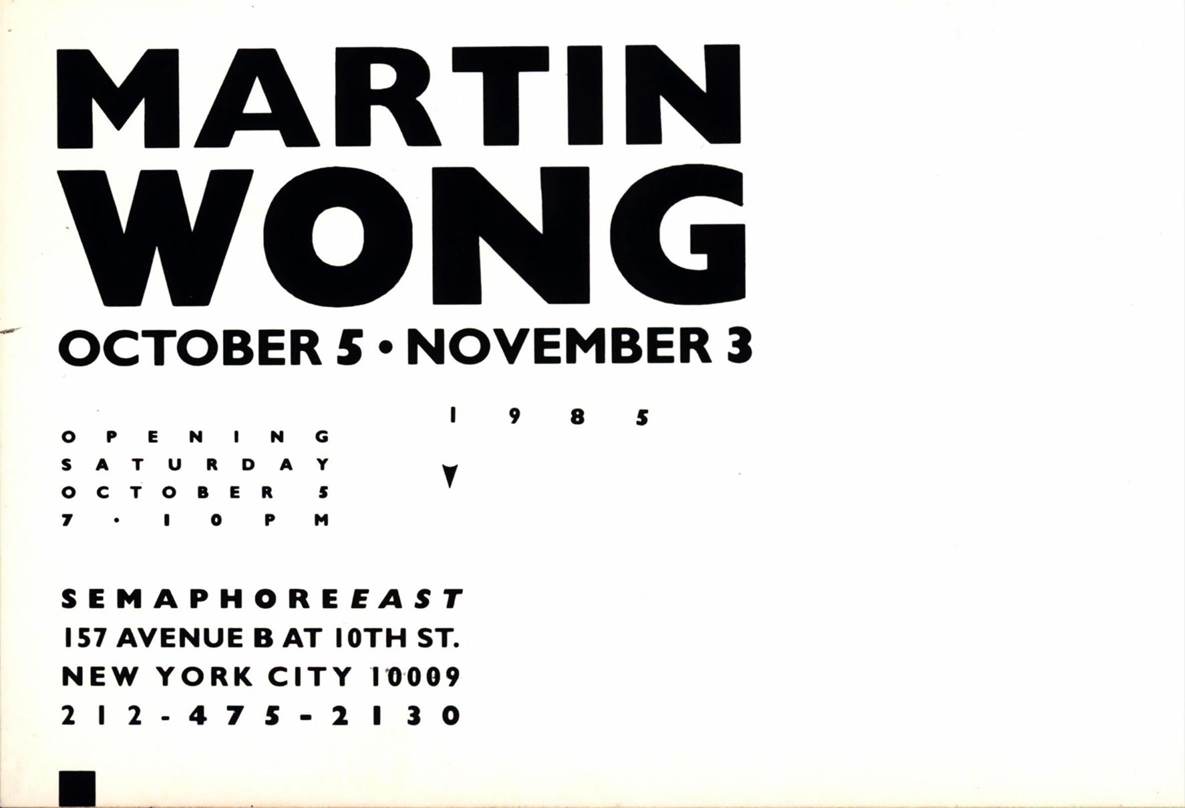 Martin Wong Semaphore East gallery New York 1985 (announcement) For Sale 2